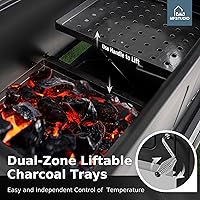 Vista 3 de MFSTUDIO Multifunctional Extra Large 49 Inch BBQ Charcoal Grills with Temperature Control, Side Table and Easy Clean Ash Tray, Barrel Barbecue Grill
