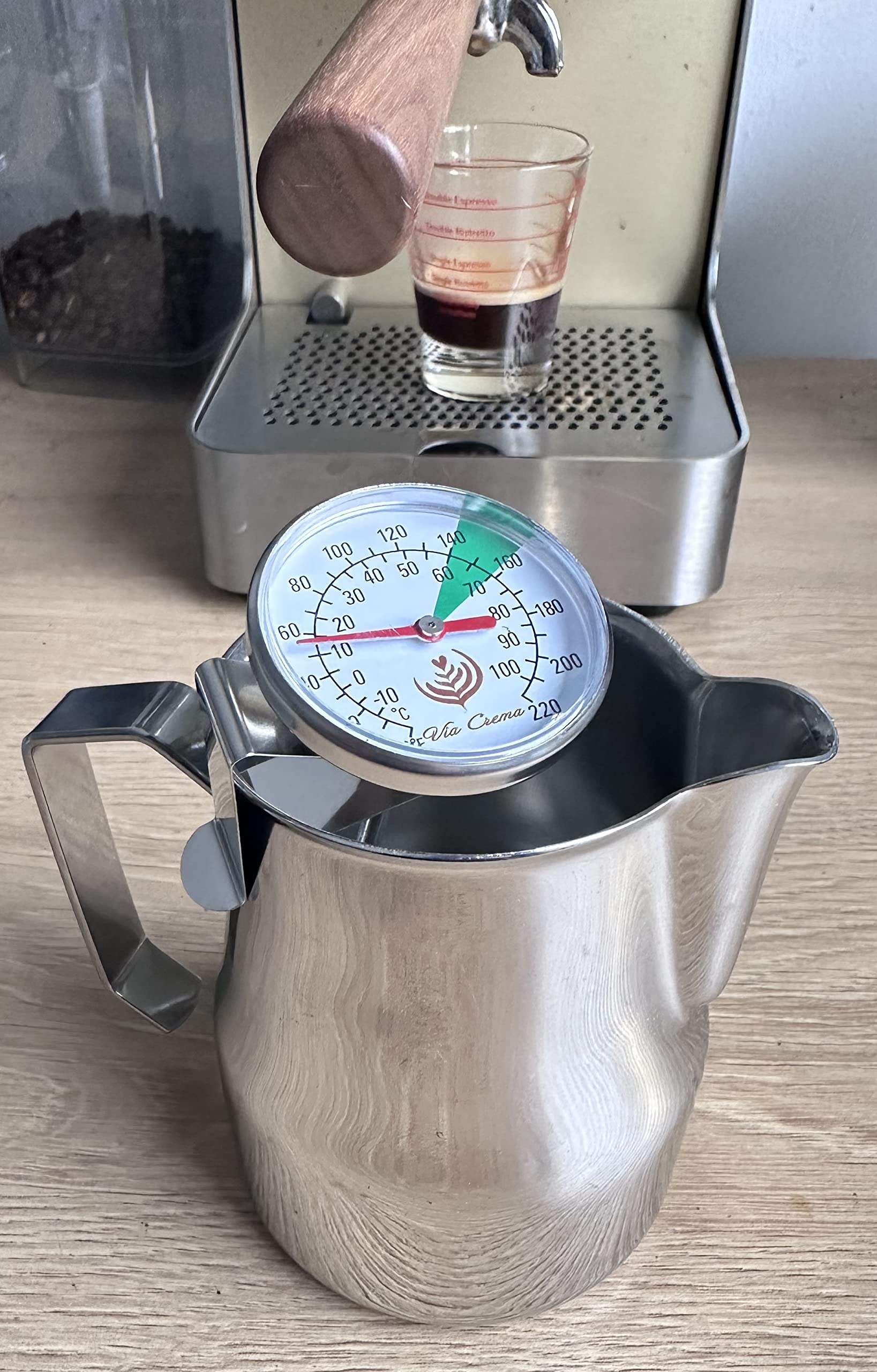 VIA CREMA Bricco Latte Professionale Acciaio Inox 600 ml Lattiera Bricco Latte Bar Milk Jug (600 ML)