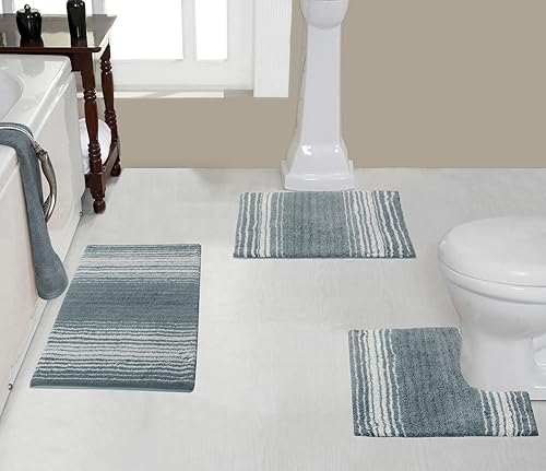 Miniatura 21 de Home Weavers Colección Gradiation 100% algodón, alfombra lavable, tapete de baño, tapete de cocina, juego de alfombras de baño, antideslizantes