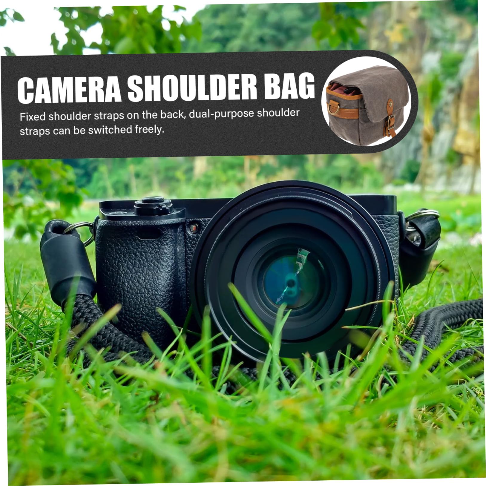 Homoyoyo Borsa per Fotocamera Verde in Tela Resistente Protezione Antiurto e Tracolla Regolabile, Custodia Portatile per Fotocamere Mirrorless e Compatte