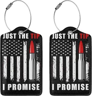 4 PCS Just The Tip I Promise Leather Luggage tag Privacy Sleeve ID tag, Stainless Steel Hanger Address Card, Applicable to Suitcase Travel Bag