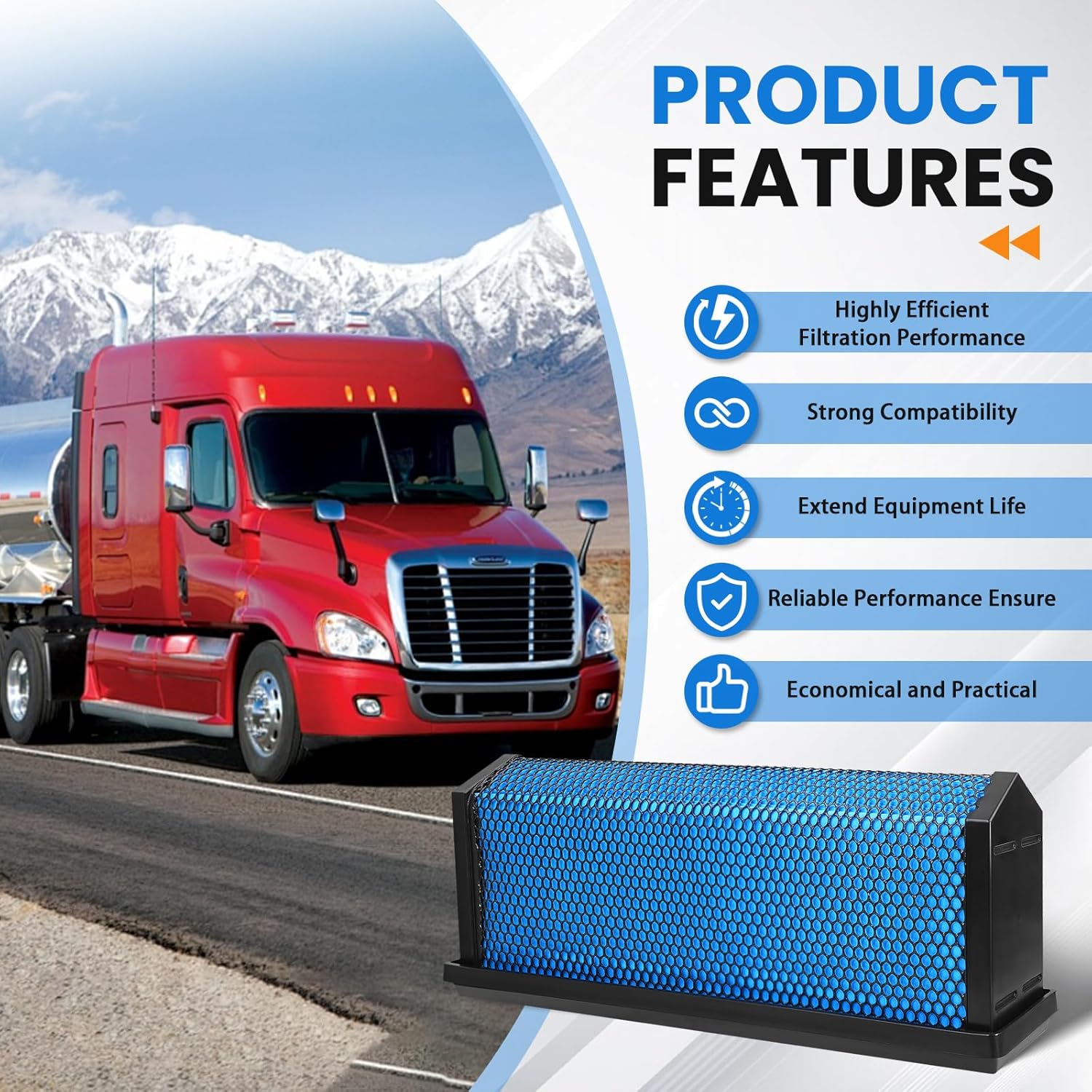 AF27879 Engine Air Filter Compatible with Freightliner 2008-2017 Cascadia, 2014-2016 122SD, 2010-2016 Coronado, Replaces CA5790 CA11249 83478 LAF6260A 49478