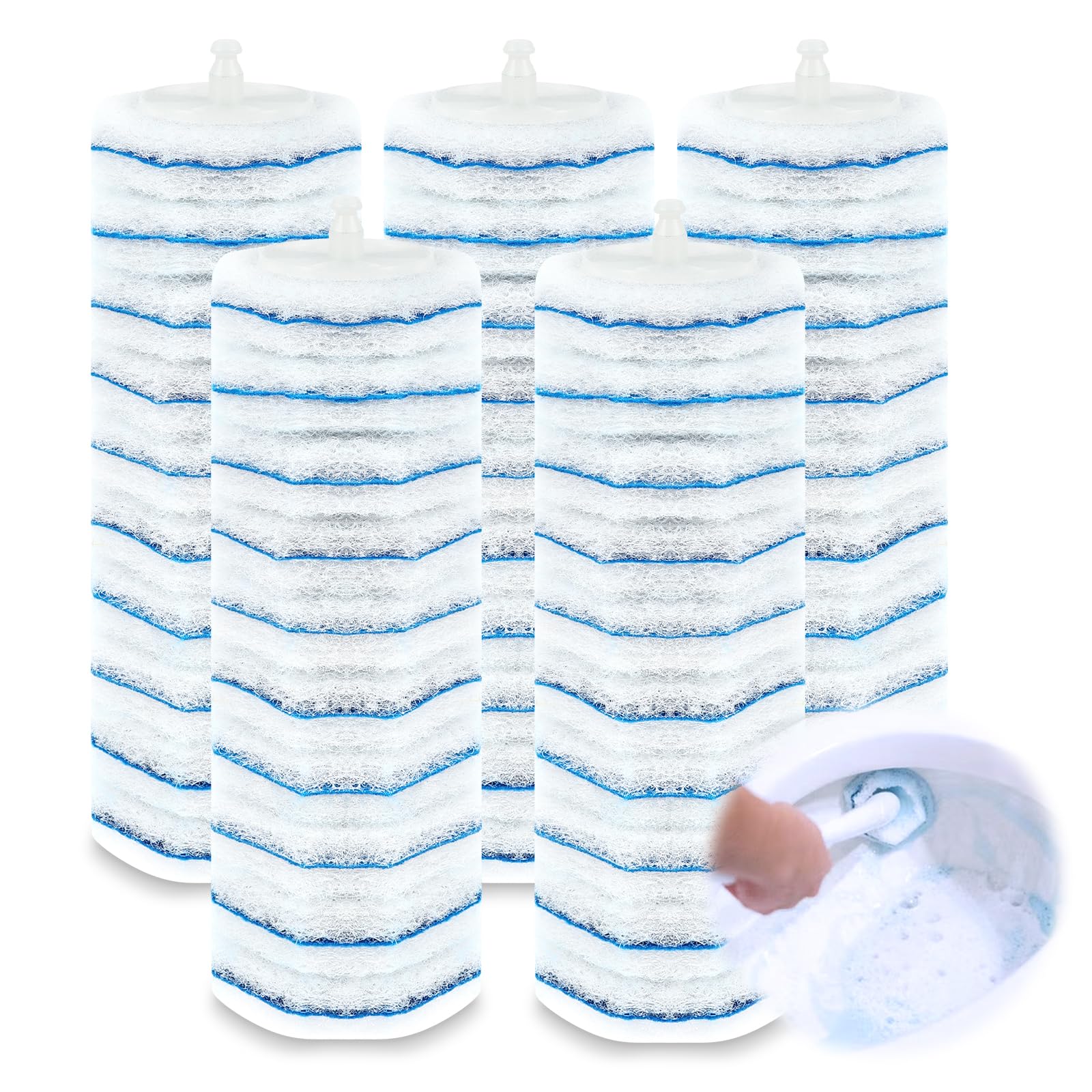 50 Pack Toilet Brush Refill Pads, 3 Layer Toilet Wand Refills, Scrubber Wand Replacement Cleaner Pads for Sink Bathtub Wash Basin Mop Pool, White