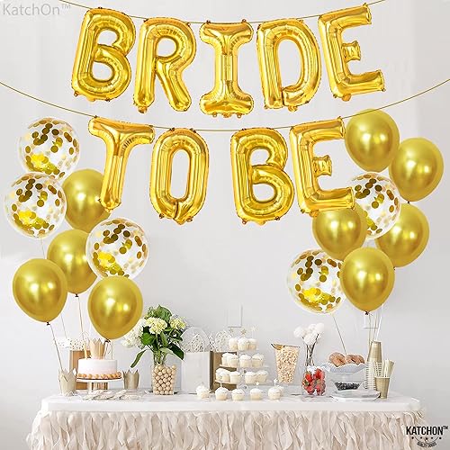 Miniatura 5 de KatchOn, Juego de globos dorados de 16 pulgadas, paquete de 23 globos de novia, globos de látex dorado para decoraciones de despedida de soltera,