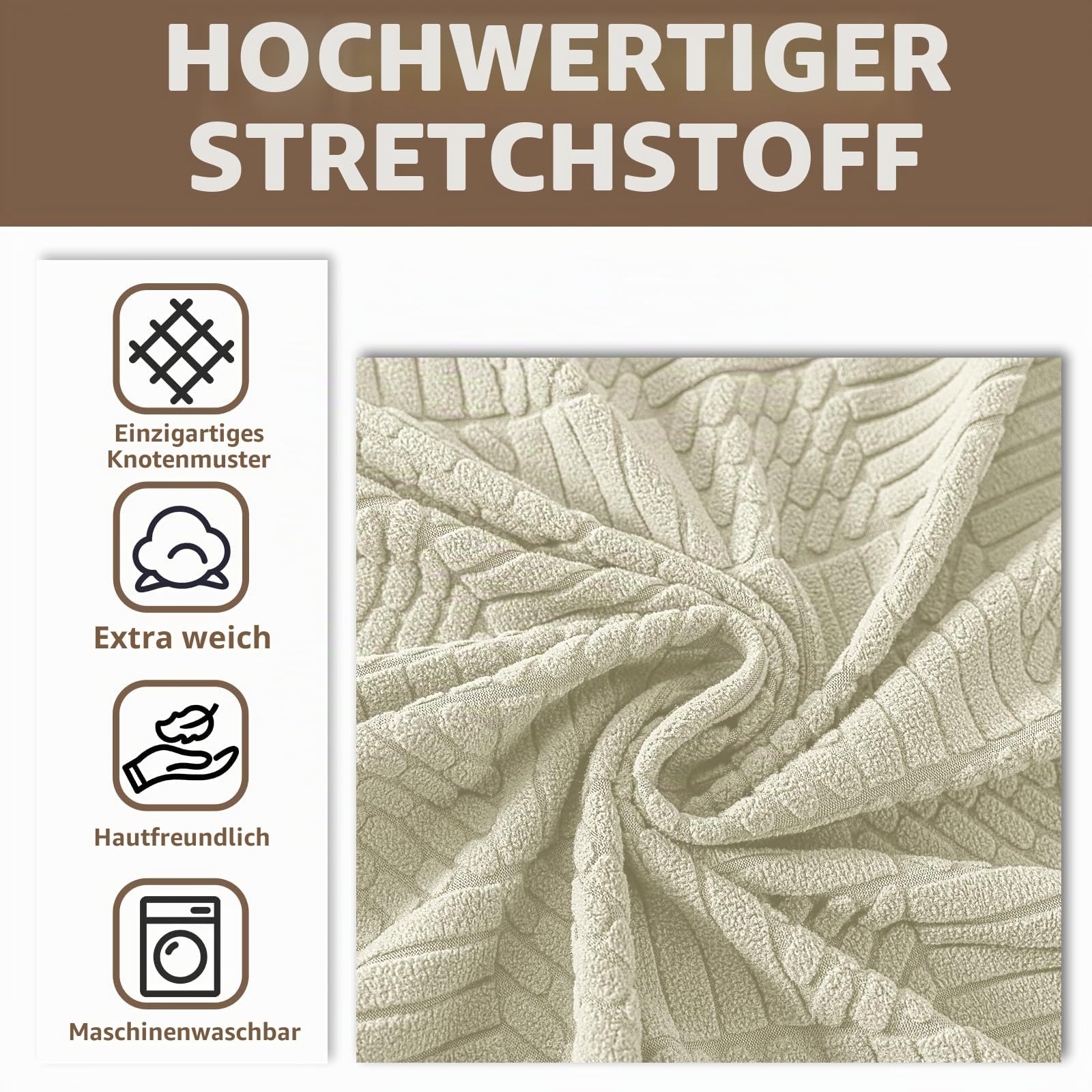 Ystyle Stretch Couchüberzüge 1 Sitzer Mit Armlehne, Beige | Sessel Überzug Antirutsch, Universal Sofa Cover, Durable Waschbar Couch Bezug, Kratzfester Sofahusse Für Haustiere