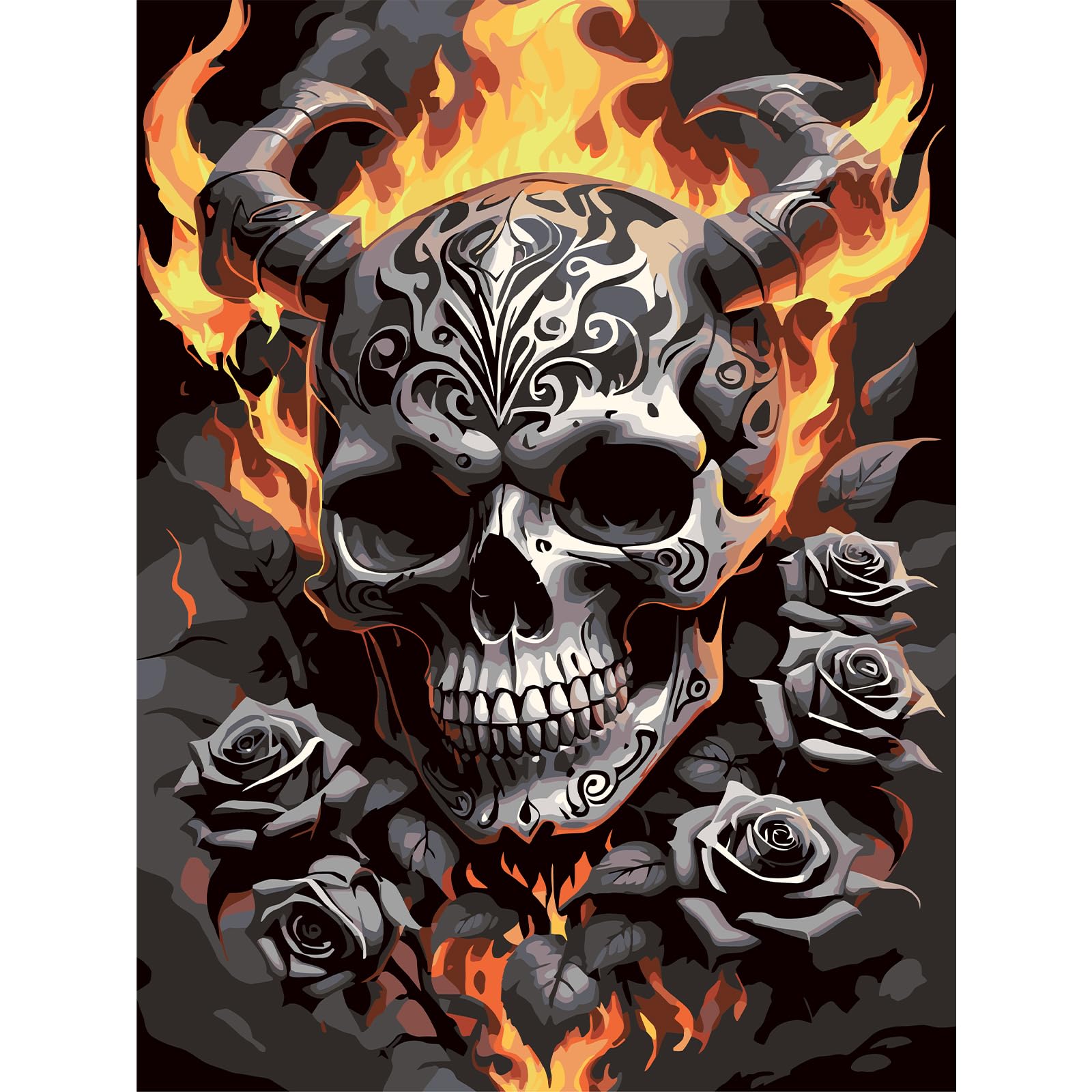DIY Skeleton Paint By Numbers Kit on Canvas 11.81x15.75inch with Frame Paint by Numbers Kits Drawing Paintwork for Beginners Adults Gift Home Wall Decor