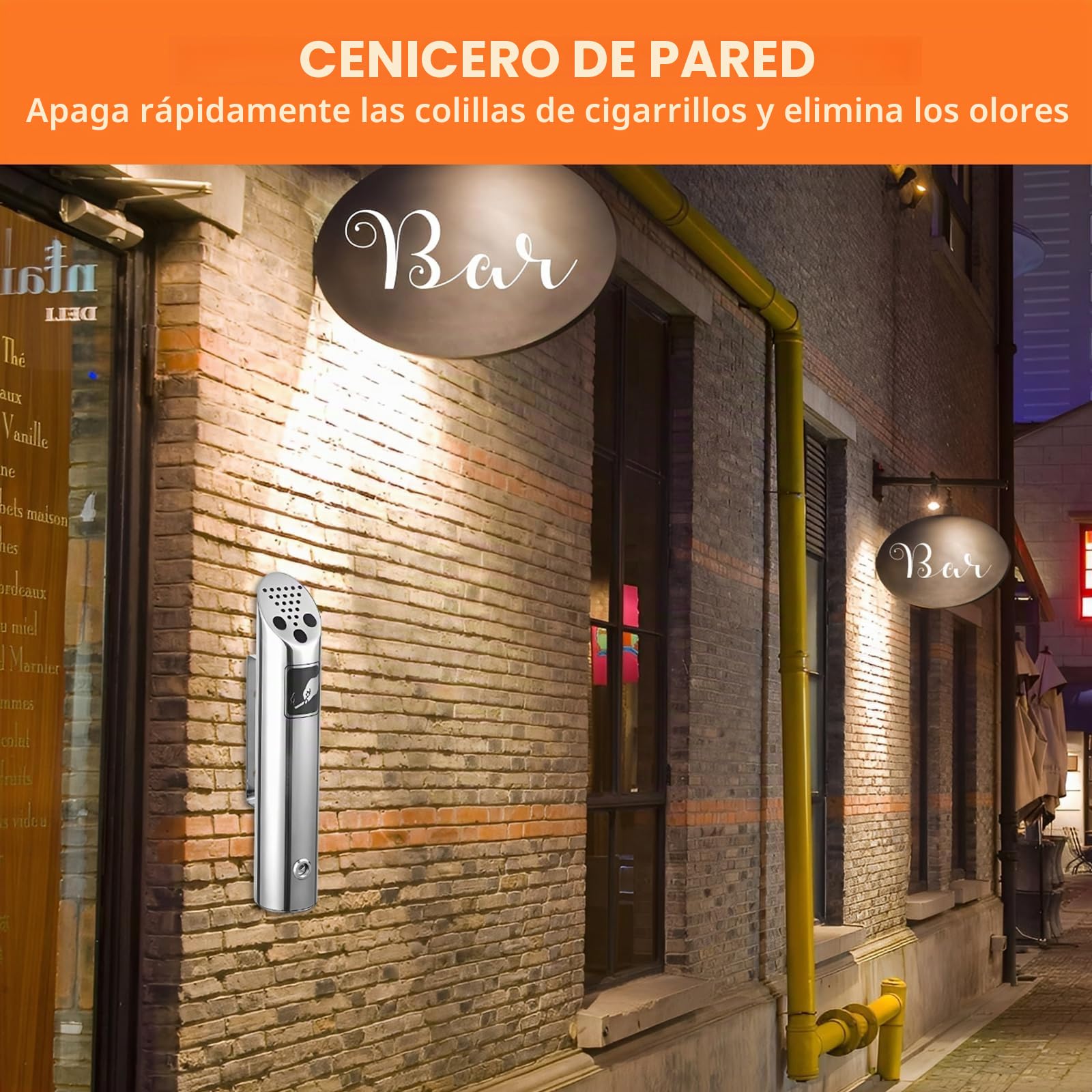2 ceniceros de pared para exteriores, de acero inoxidable, con cerradura, para restaurantes, hoteles, pub clubes