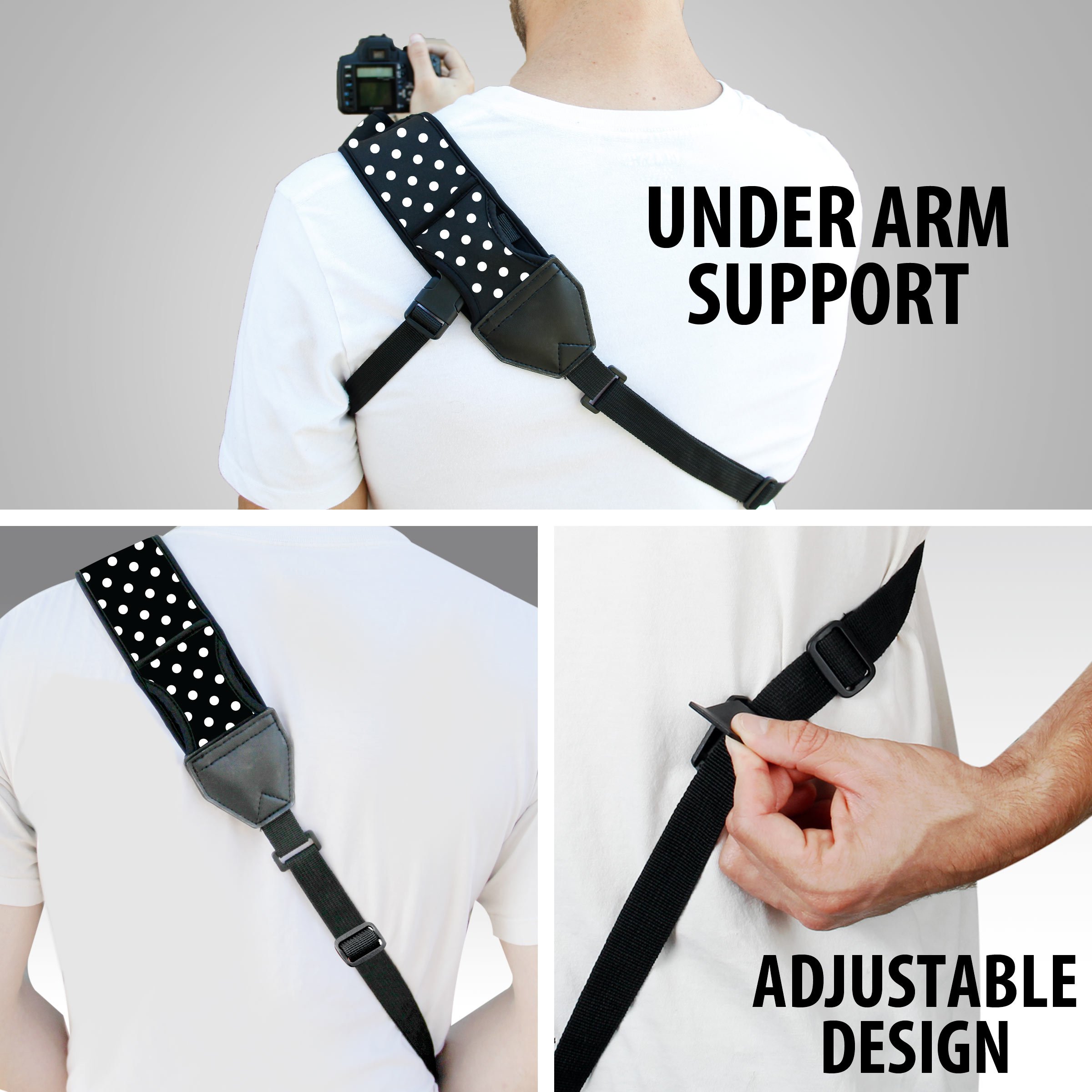 USA Gear Correa Para El Hombro De La Eslinga De La Cámara Con Neopreno Ajustable, Correa De Seguridad, Hebilla De Liberación Rápida - Compatible Con Cámaras Canon, Nikon, Sony Y Más