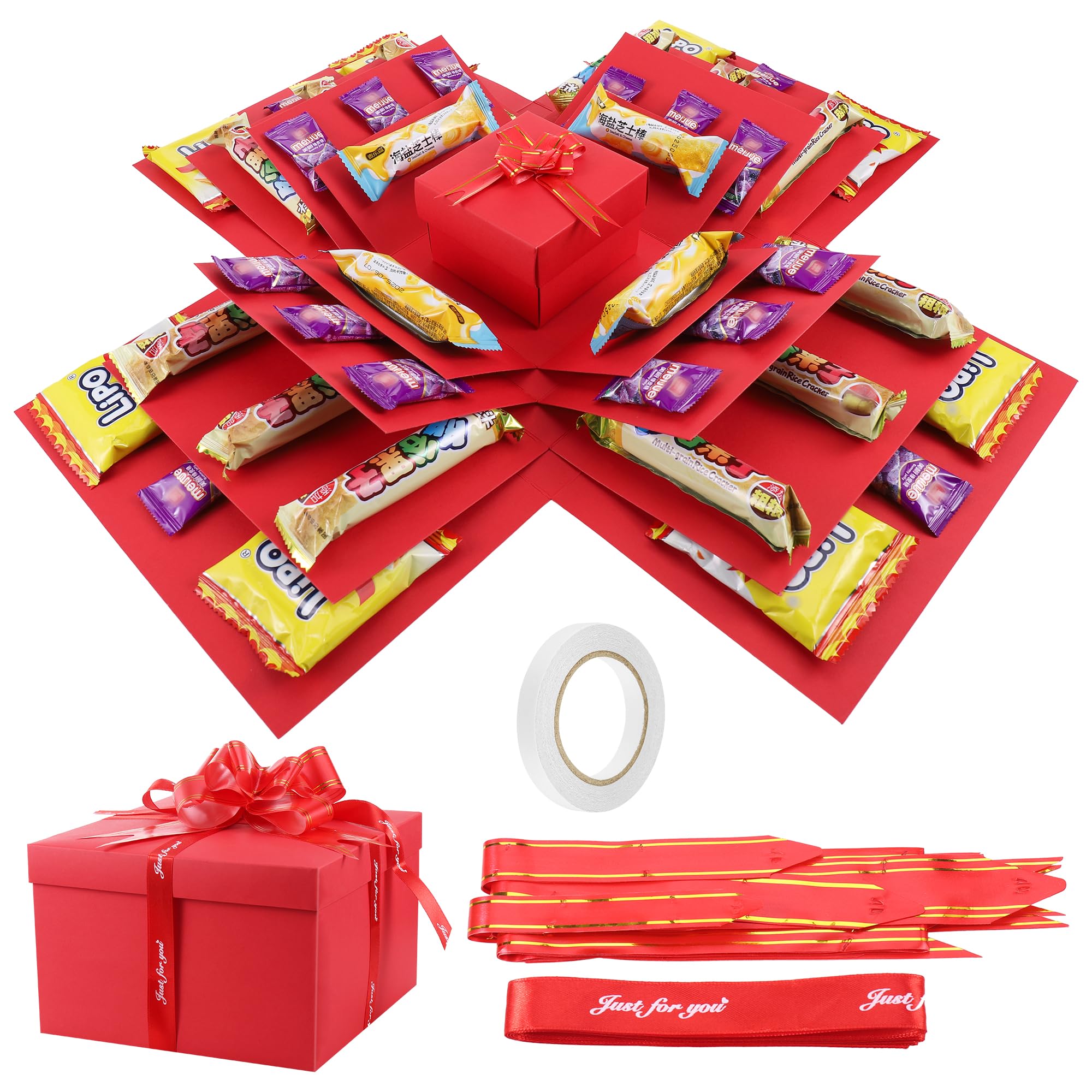 Scatola A Sorpresa Pasdrucn 5 Strati Fai Da Te, Con Nastro E Adesivi Inclusi. Ideale Per Regali Di San Valentino, Compleanno, Anniversario. Colore Blu, Personalizzabile Con Foto E Piccoli Doni. - 3