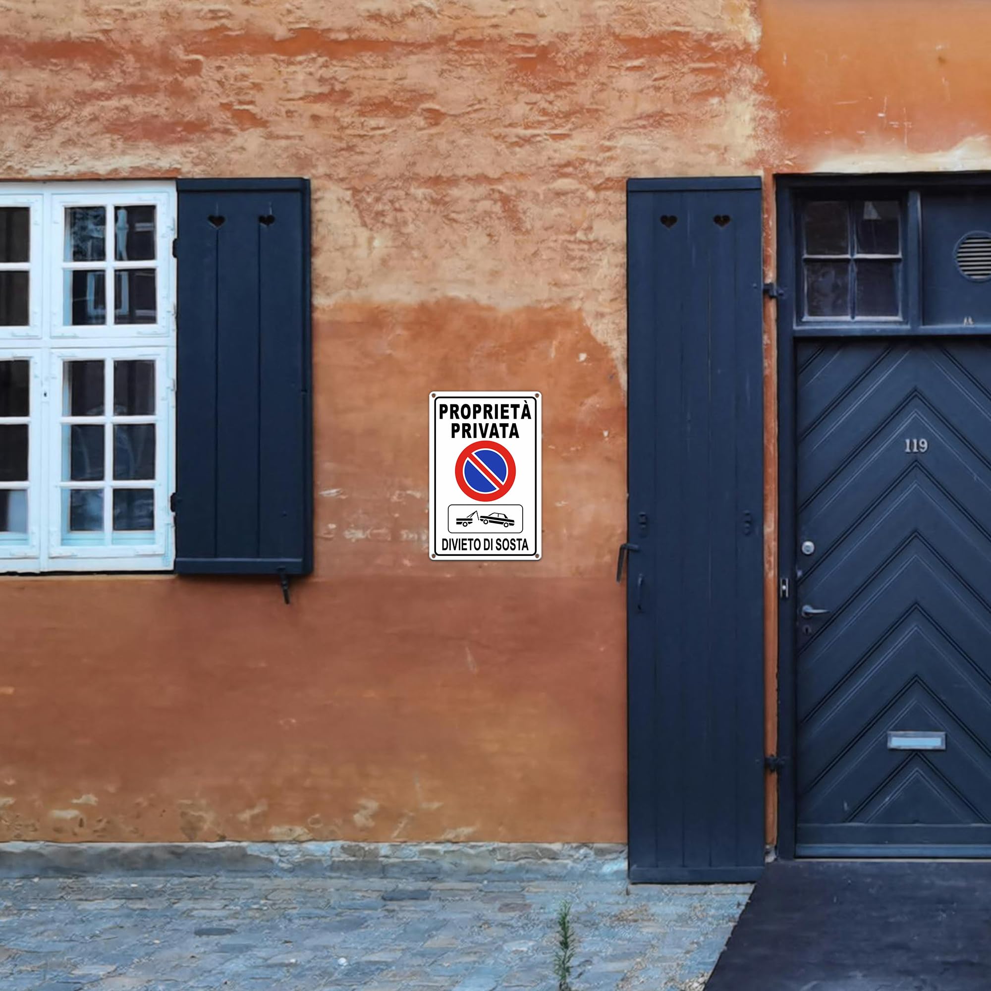 TAKULA Cartello Proprietà Privata,Divieto Sosta con Rimozione Forzata e Sosta Vietata 30x20cm Alluminio Antiruggine, Riflettente Notturno, Preforato Universale per Garage/Strade