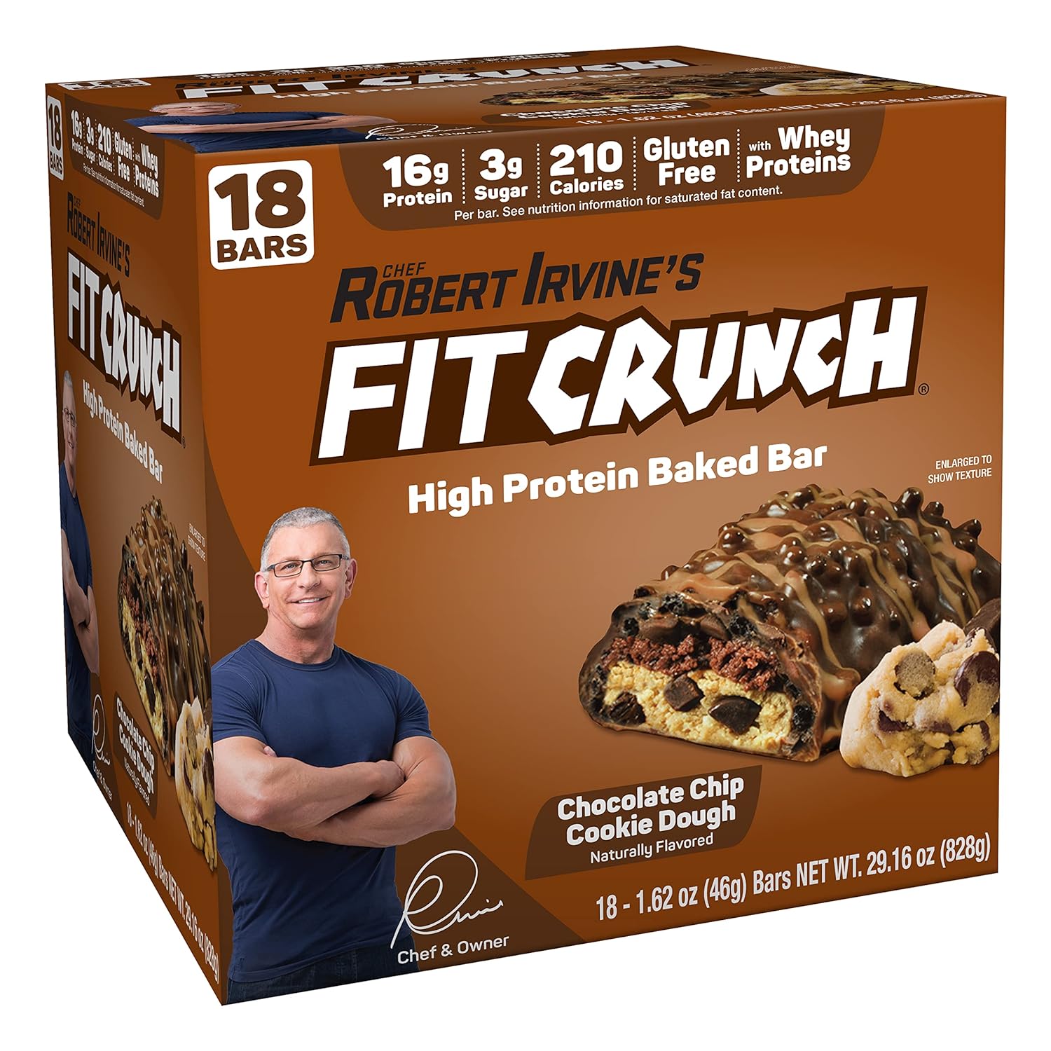 FITCRUNCH Snack Size Protein Bars, 6-Layer Baked Bar, 3g of Sugar & Soft Cake Core (18 Bars, Chocolate Chip Cookie Dough) FITCRUNCH Snack Size Protein Bars, 6-Layer Baked Bar, 3g of Sugar & Soft Cake Core (18 Bars, Chocolate Chip Cookie Dough)