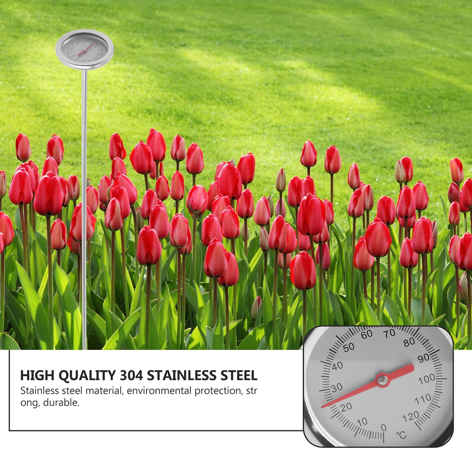 SUPVOX 2pezzi Termometro Per Compost Acciaio Inossidabile Strumento Da Giardinaggio Misuratore Di Temperatura Per Terreno Facile Da Inserire e Resistente All Usura