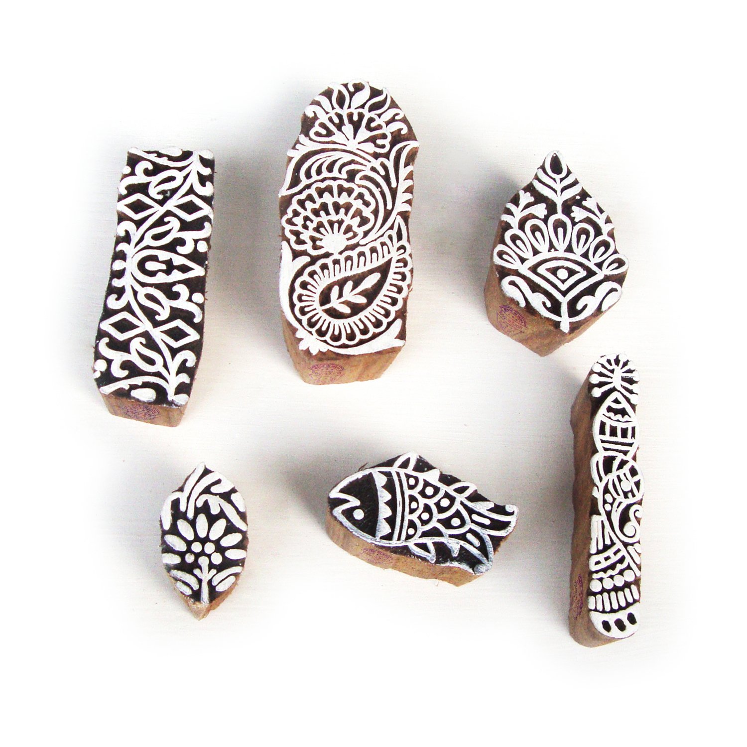 Fish and Floral Pattern Wooden Blocks for Printing (Set of 6) (B00VHZLBAU) Amazon Price History, Amazon Price Tracker