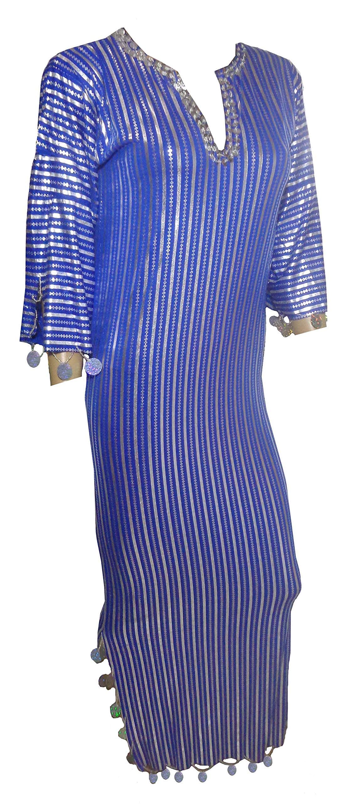 Nancy Stretchy Galabeya Dress Costume Saidi Baladi (Blue X Silver)