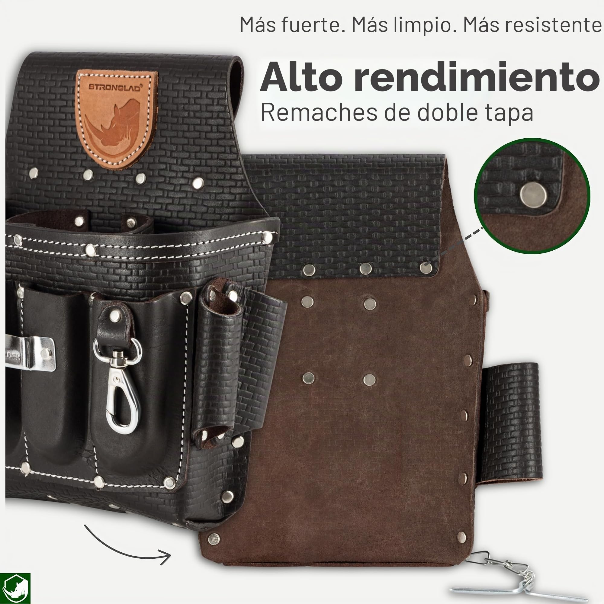 STRONGLAD Bolsa de herramientas de cuero, cinturones para hombres y mujeres, electricistas, bolsa de trabajo de utilidad para paneles de yeso, cinturón de herramientas de construcción de carpintero,