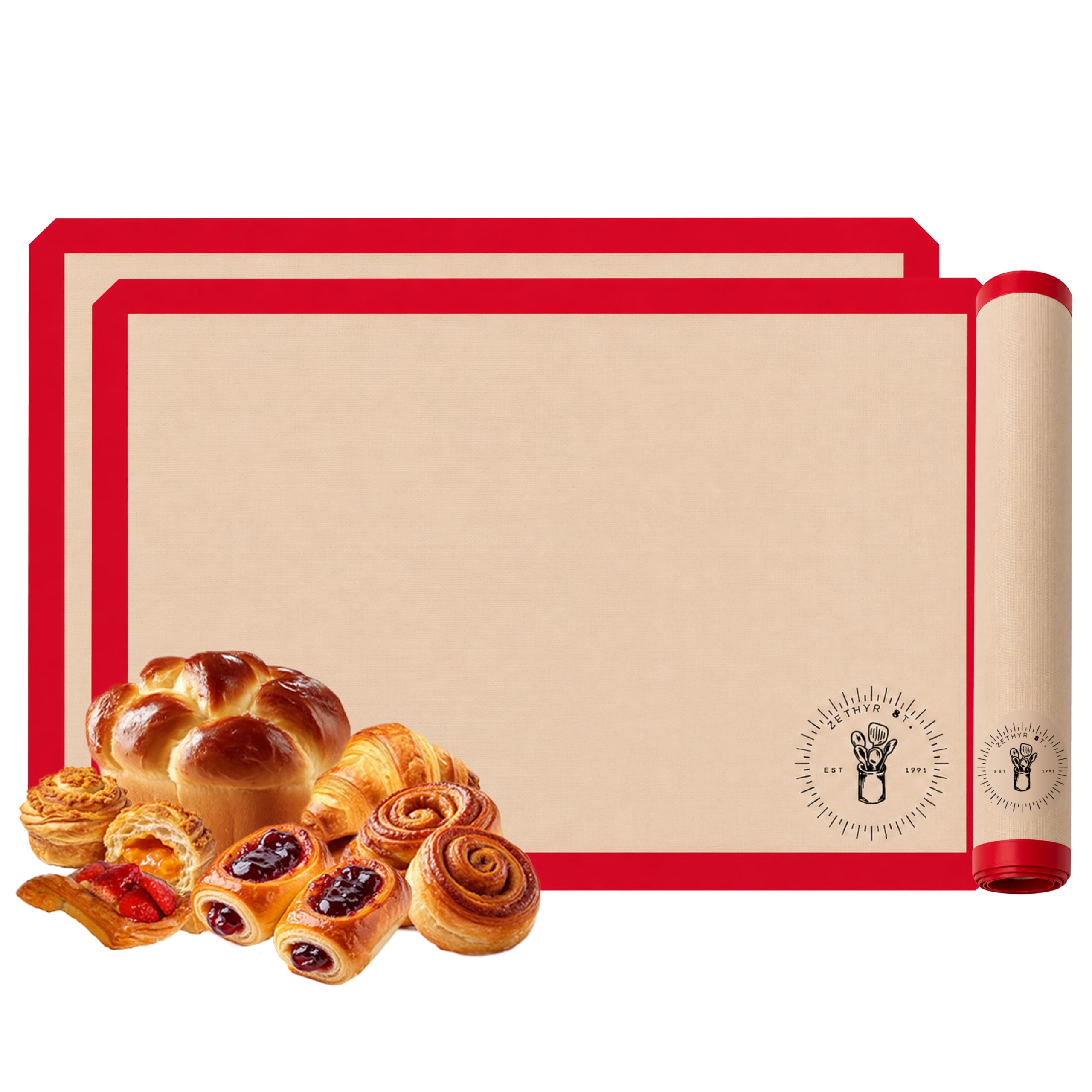 Alfombrillas para hornear de tamaño completo, multiusos, para hornear, paquete múltiple, 17 x 25 pulgadas, antiadherente, forro de silicona para hornear, perfecto para hornear macarons, galletas y