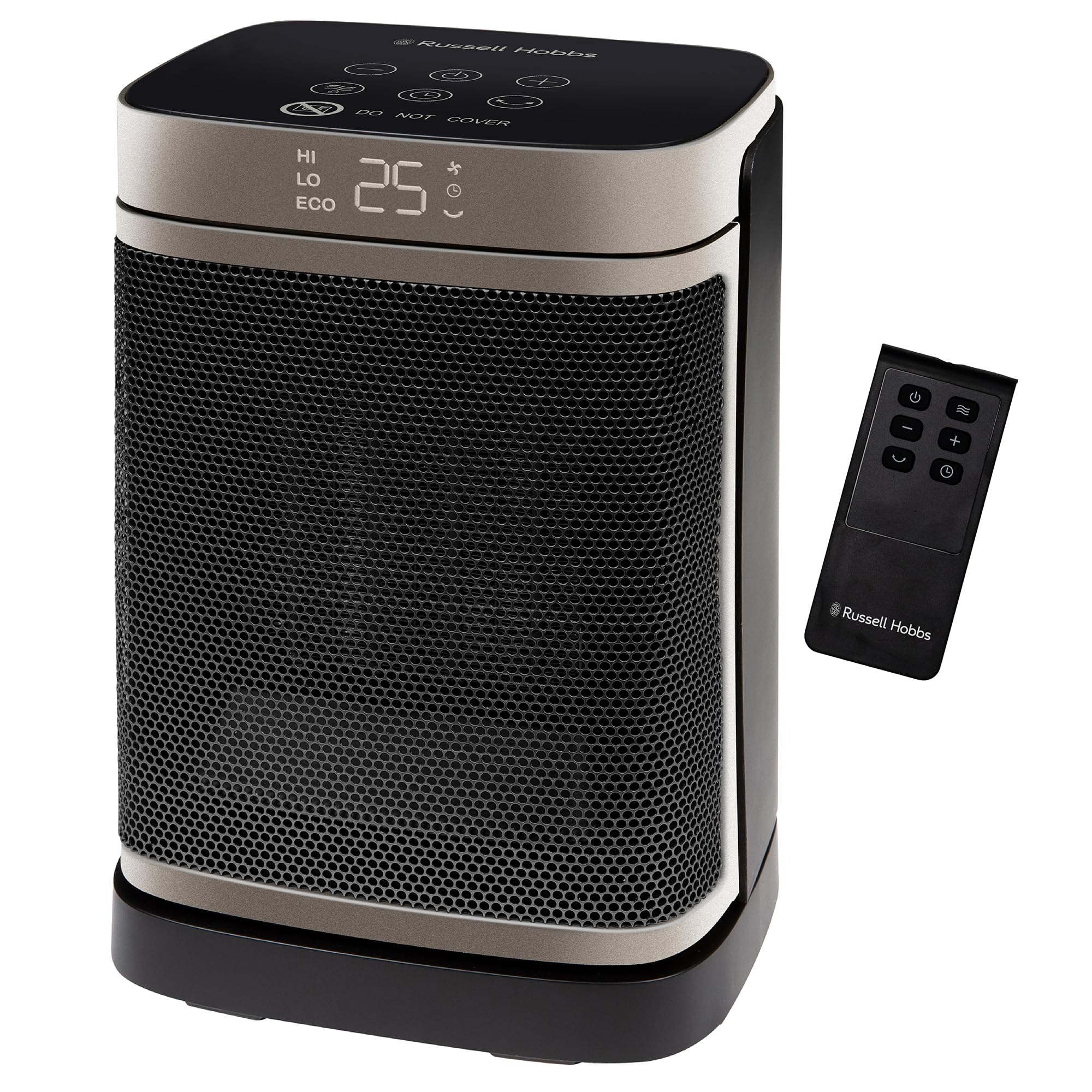 Russell Hobbs Space Heater in Black & Gold 1500W Silent Portable Oscillating Ceramic Electric Heater