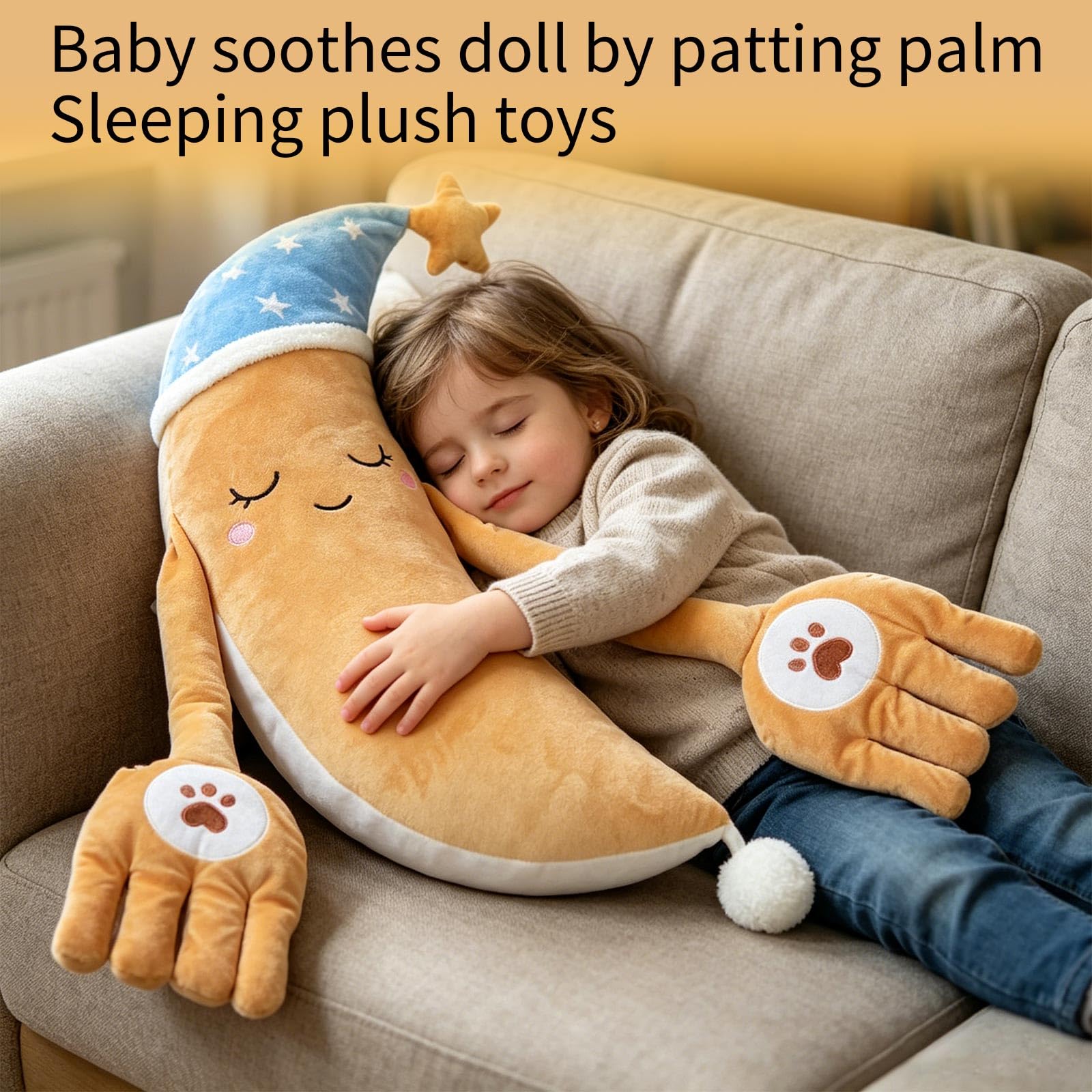 Einschlafhilfe Plueschtier Mit Klopfenden Haenden Mond Kuscheltier