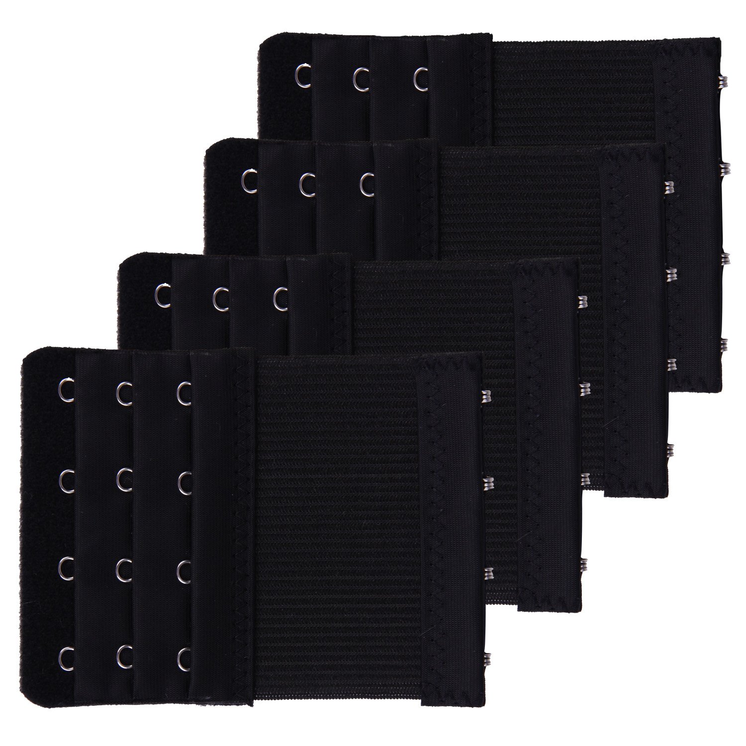 D Club Senkary 4 Pieces Bra Extenders 4 Hooks 3 Rows Elastic Bra Strap Extension for Women