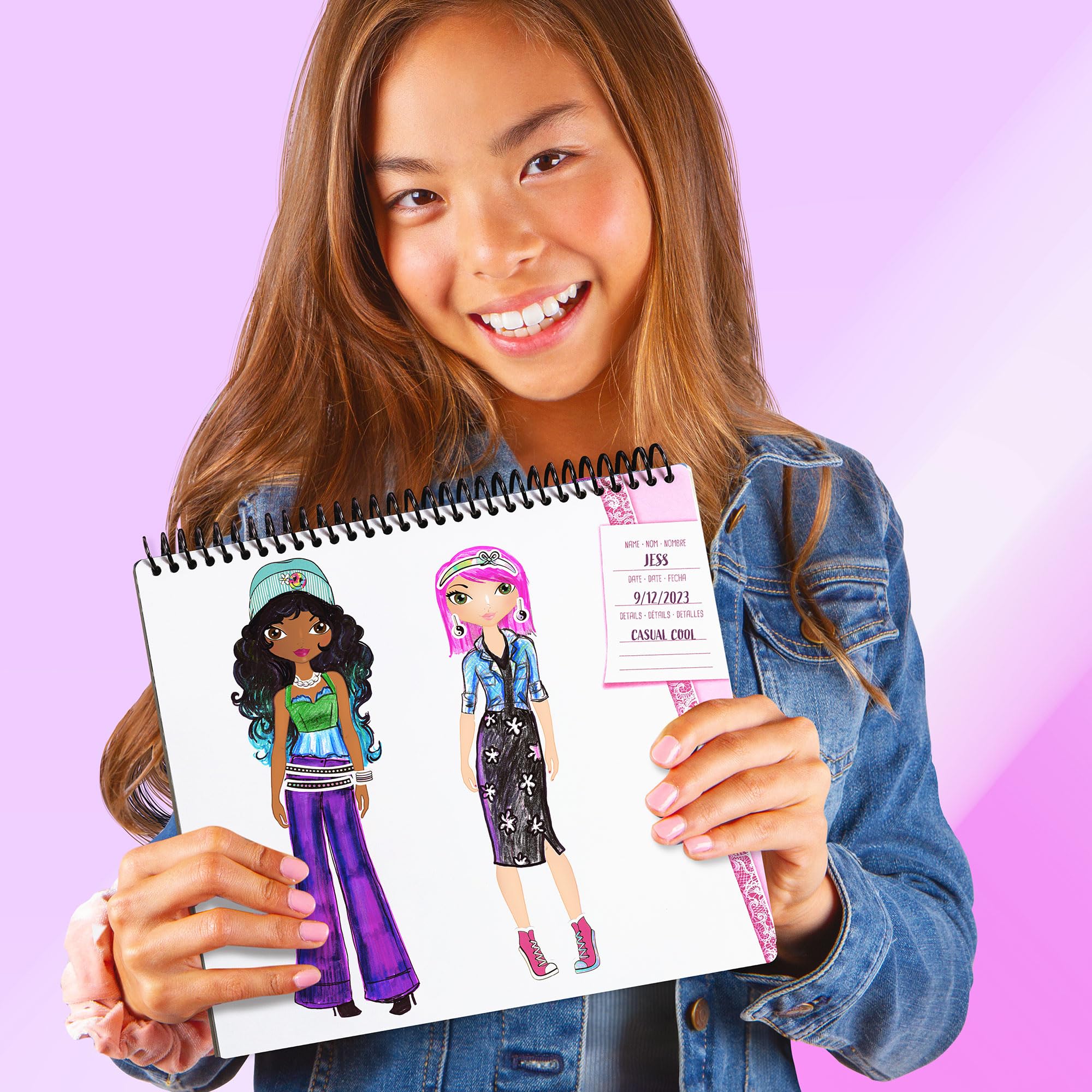 Fashion Angels I Love Fashion Sketch Portfolio, Includes Sketch Pad with Stencils & Stickers, Fashion Design Sketch Book for Girls, Ideal Drawing Kit for Kids