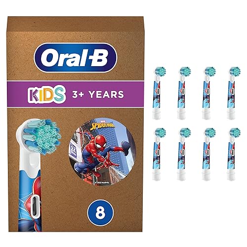 Immagine del prodotto Oral-B Kids 3+ Testine Spazzolino Elettrico Marvel Spiderman, Confezione da 8 Testine di Ricambio, Delicato per i Bambini, con Setole Morbide, Adatto alla Buca delle Lettere