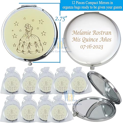 Miniatura 2 de 12pcs Personalizado Dulce 16 Recuerdos Recuerdos para Quinceañera Mis XV Años Espejos 18 Cumpleaños Regalo