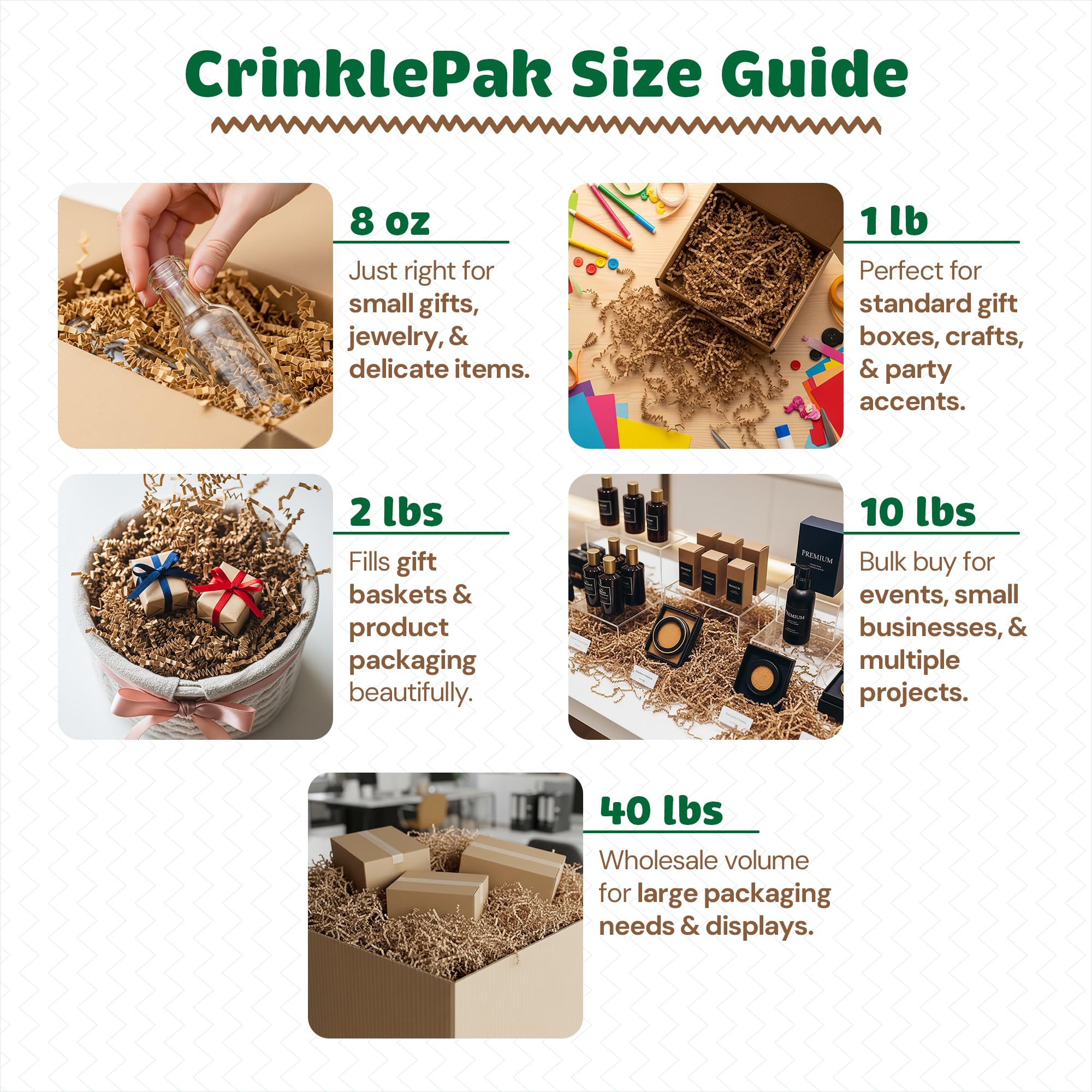 CrinklePak Wypełniacz papieru kraftowego o wadze 0,9 kg do koszy prezentowych, pudełek i na każdą okazję