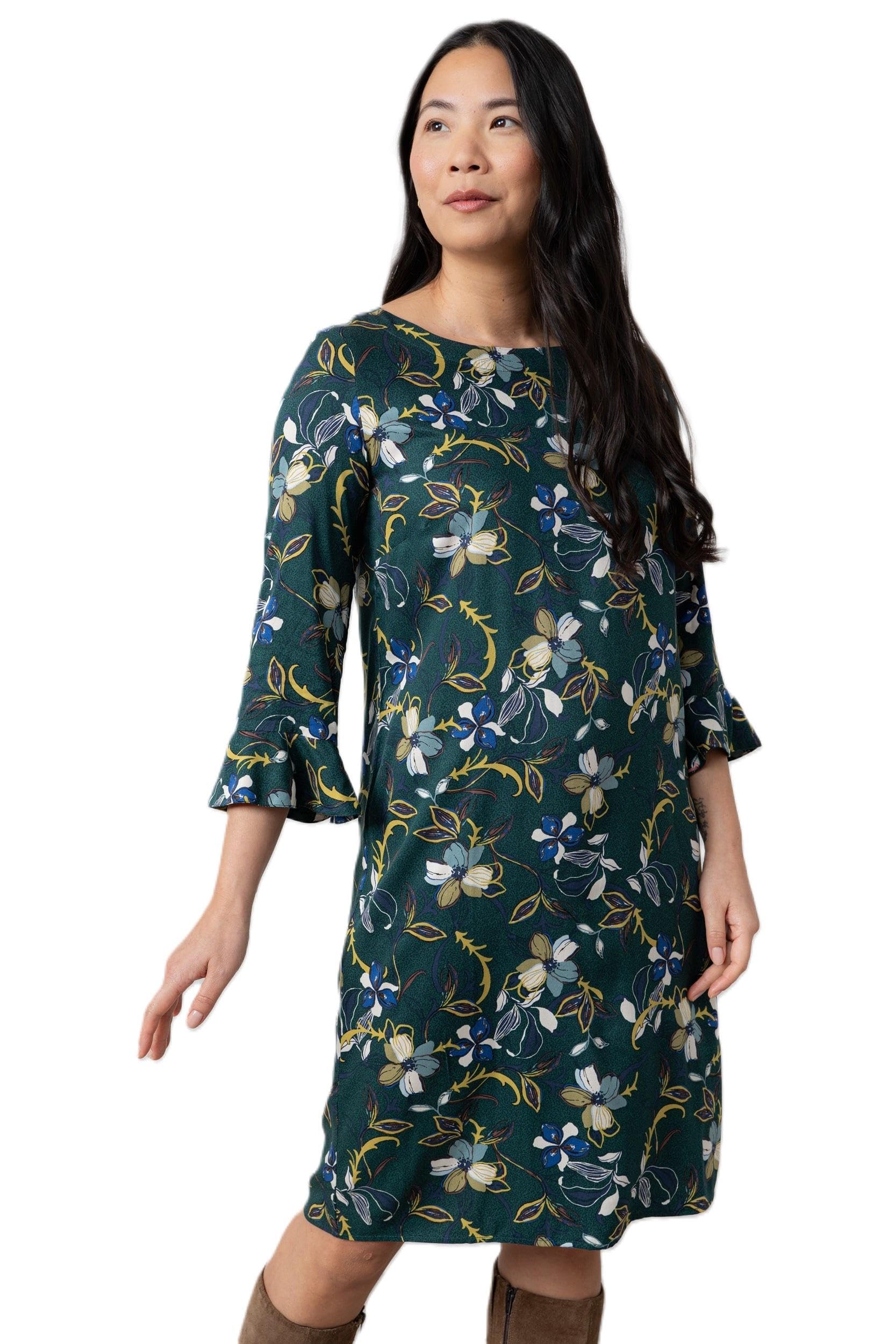 Lily & Me Green Lotty Fluted Sleeve Shift Dress - 16