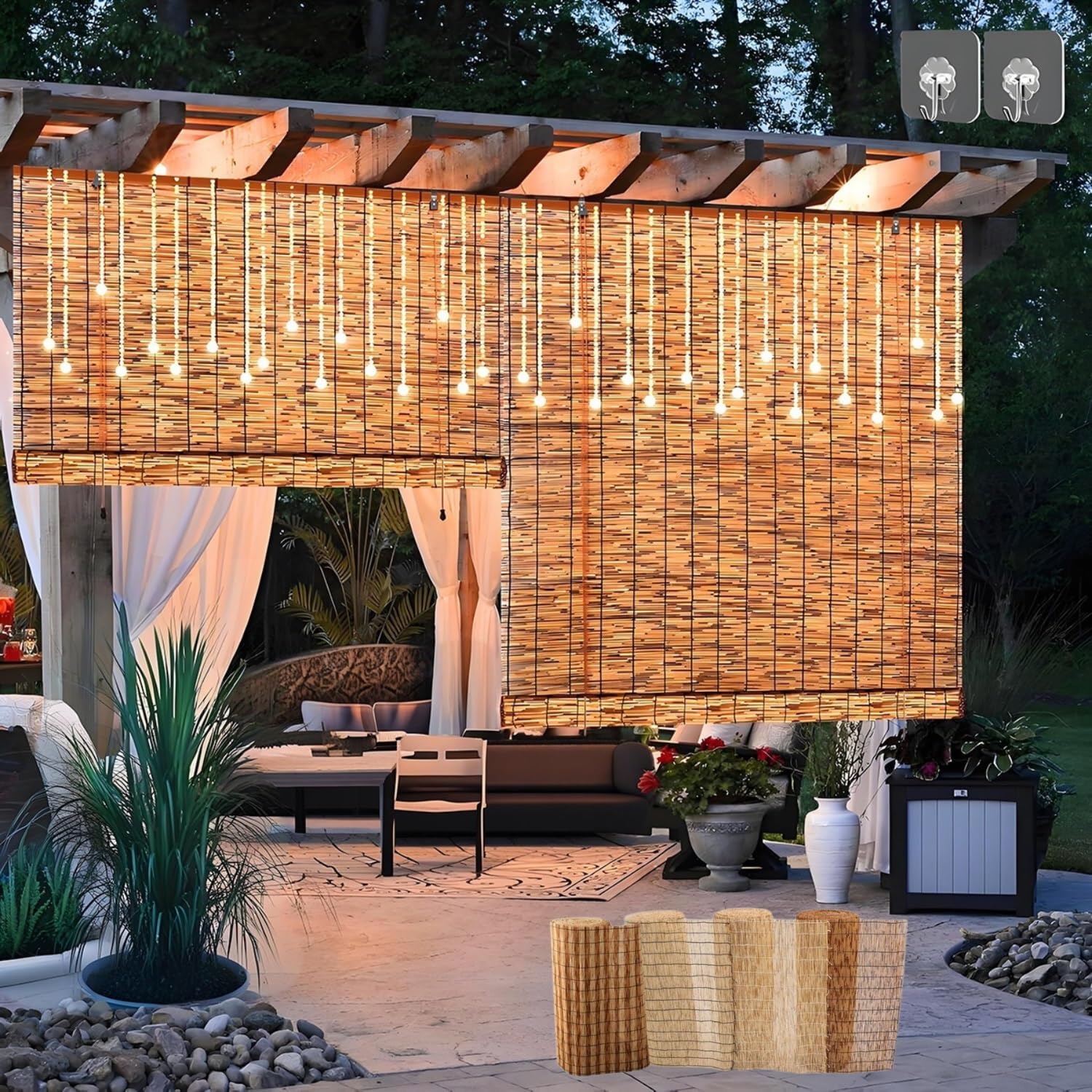 Bambusrollo Natur - Höhenverstellbar Für Fenster Innen & Außen