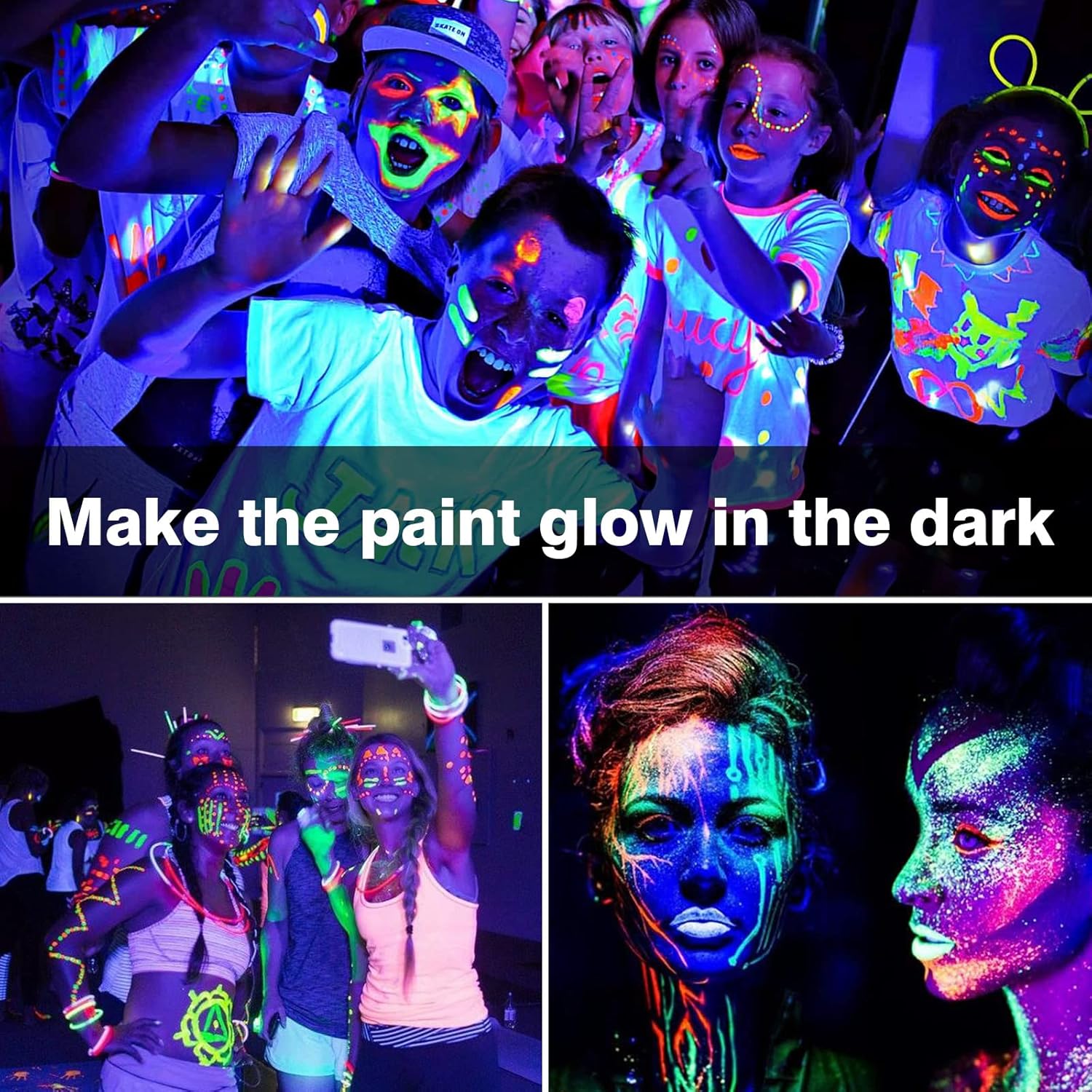 4 Pack A19 LED Black Light Bulbs,9W (100W Equivalent) E26 Base Dimmable Black Lights, UVA Level 385-400NM, Halloween Light Bulbs,Glow in The Dark,Fluorescent Poster, Body Paint,Neon Glow Party