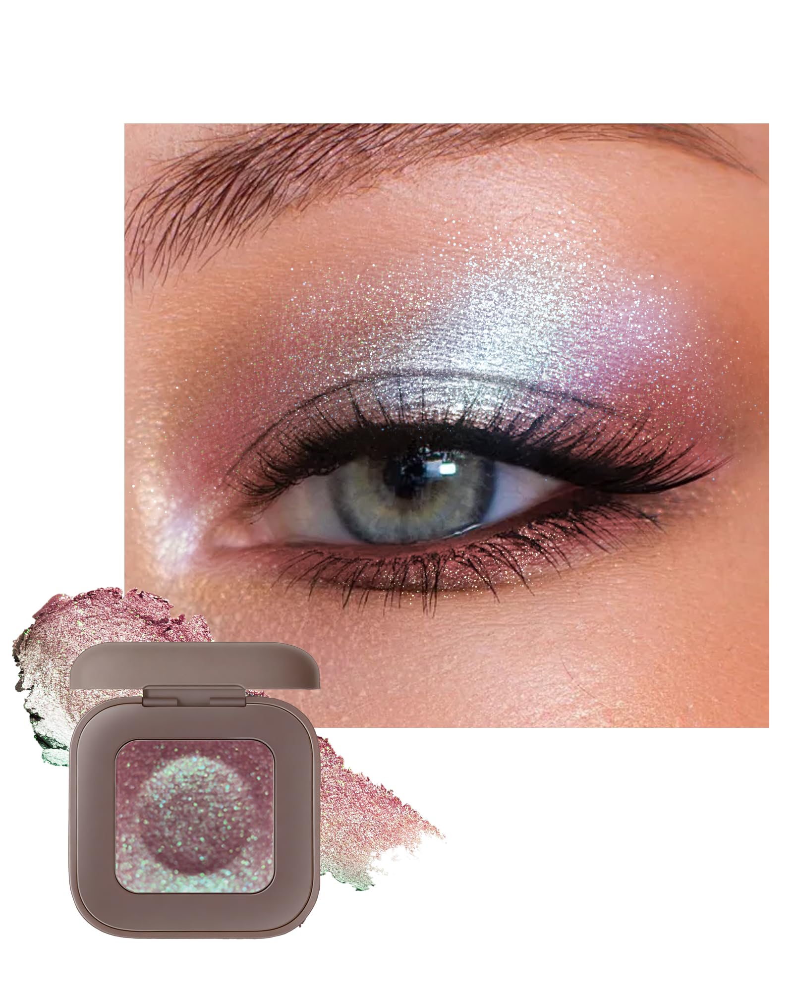Duochrome Eyeshadow Palette, Multichrome Chameleon Holographic Eye Shadow 02 Mauve Blue