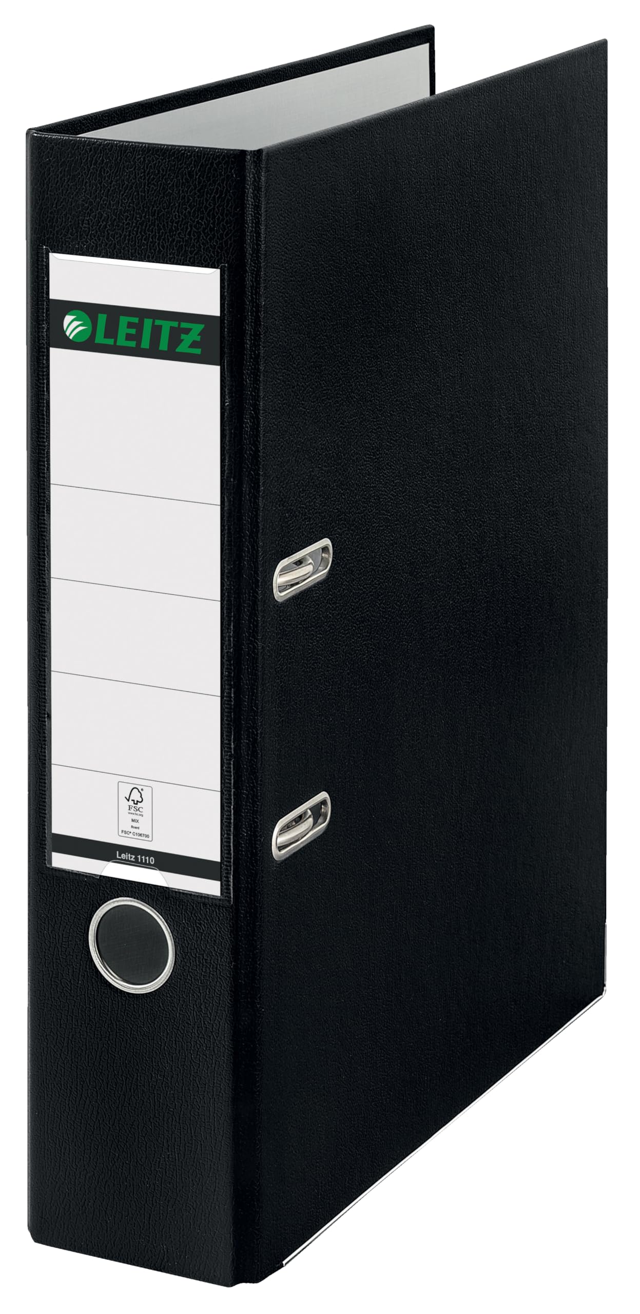 Leitz 180° Wide Lever Arch File A4, Foolscap 82 Mm Black 2 Rings 1110 Polypropylene Smooth Portrait