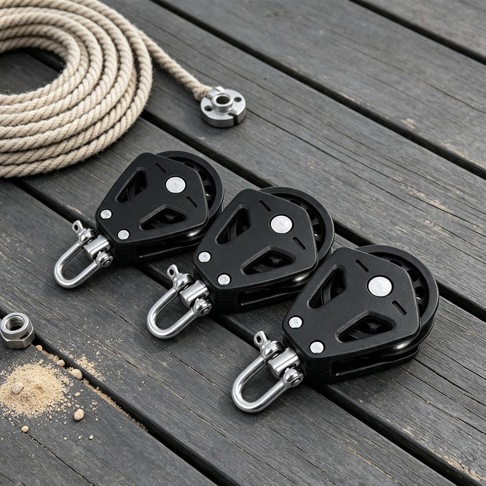 BESTonZON 3 Stück Nylon Edelstahl Riemenscheiben mit Kugellager für Seilzugsystem Fitnessstudio und Bootsseile Vielseitig und Langlebig
