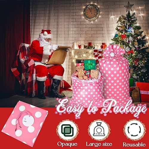 Miniatura 4 de Sabary 2 bolsas de regalo de Navidad de 70 x 40 pulgadas para regalos gigantes, bolsas de regalo grandes de plástico, bolsa de regalo extra grande