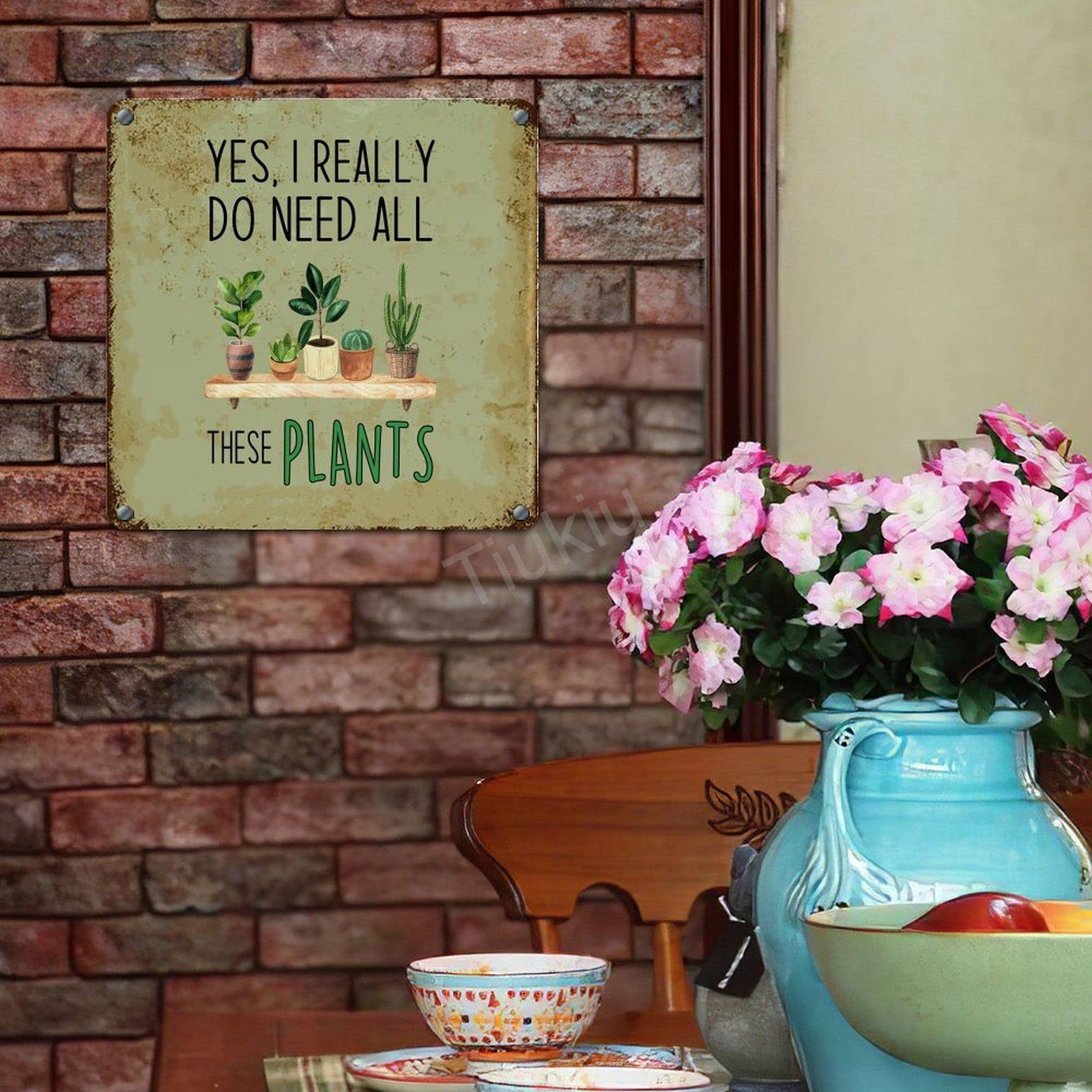 LittleGrove Seeds Cartel De Metal Con Diseño De Cactus Suculentas, Con Texto En Inglés "Yes I Really Do Need All These Plants", Letrero De Metal Para Cultivador, Jardinero, Vintage, Arte De