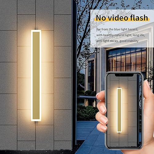 Vista 84 de Paquete de 2 luces para exteriores, moderna lámpara de pared para exteriores, tira larga, aplique de pared LED IP65, luz cálida antioxidante, 3000