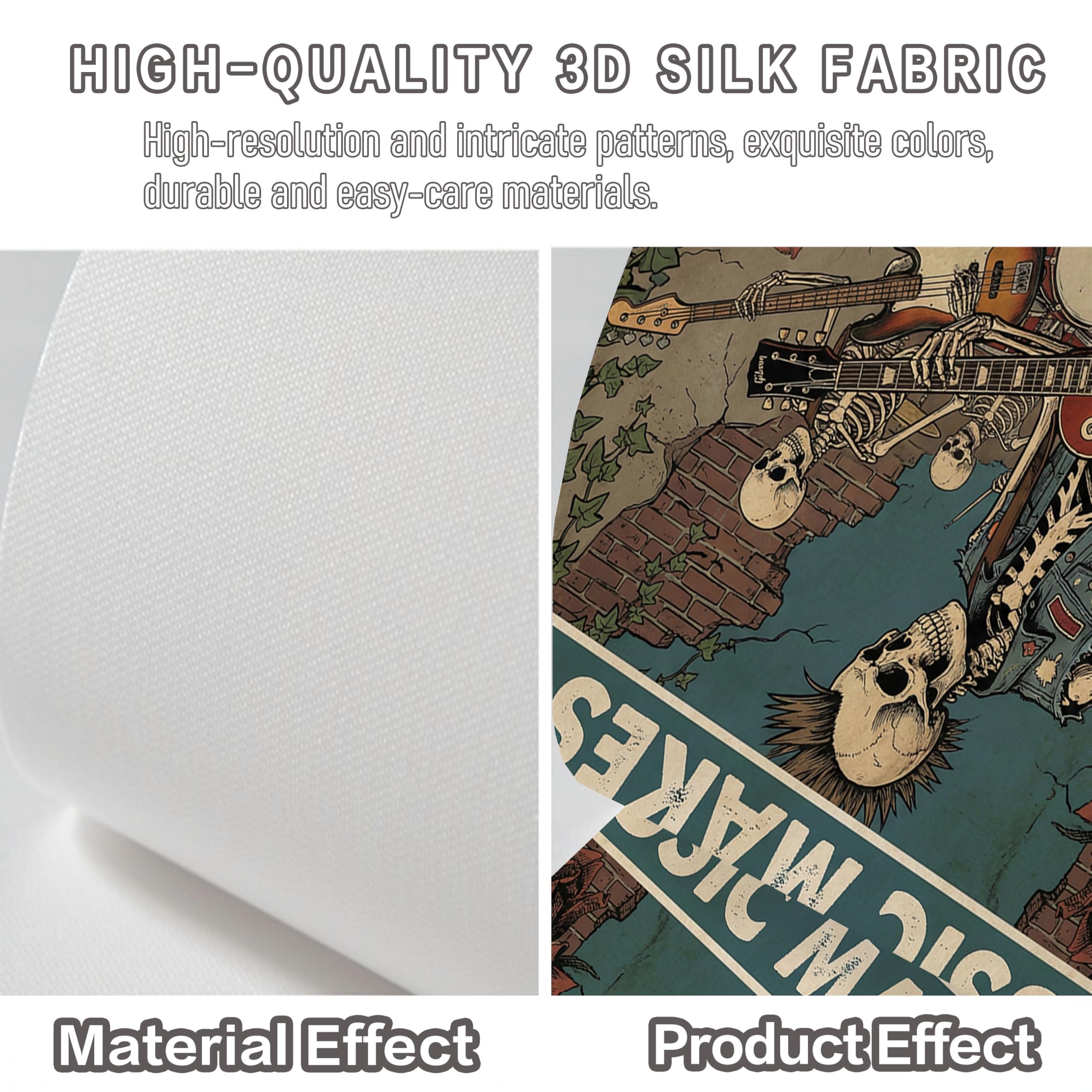Carta Da Parati Fotomurale 250X175Cm Rock Skull Band Poster Punk Retrò Carta Da Parati Panoramica 3D Seta, Marrone Decorazione Da Muro Poster Soggiorno Camera De Letto Ufficio