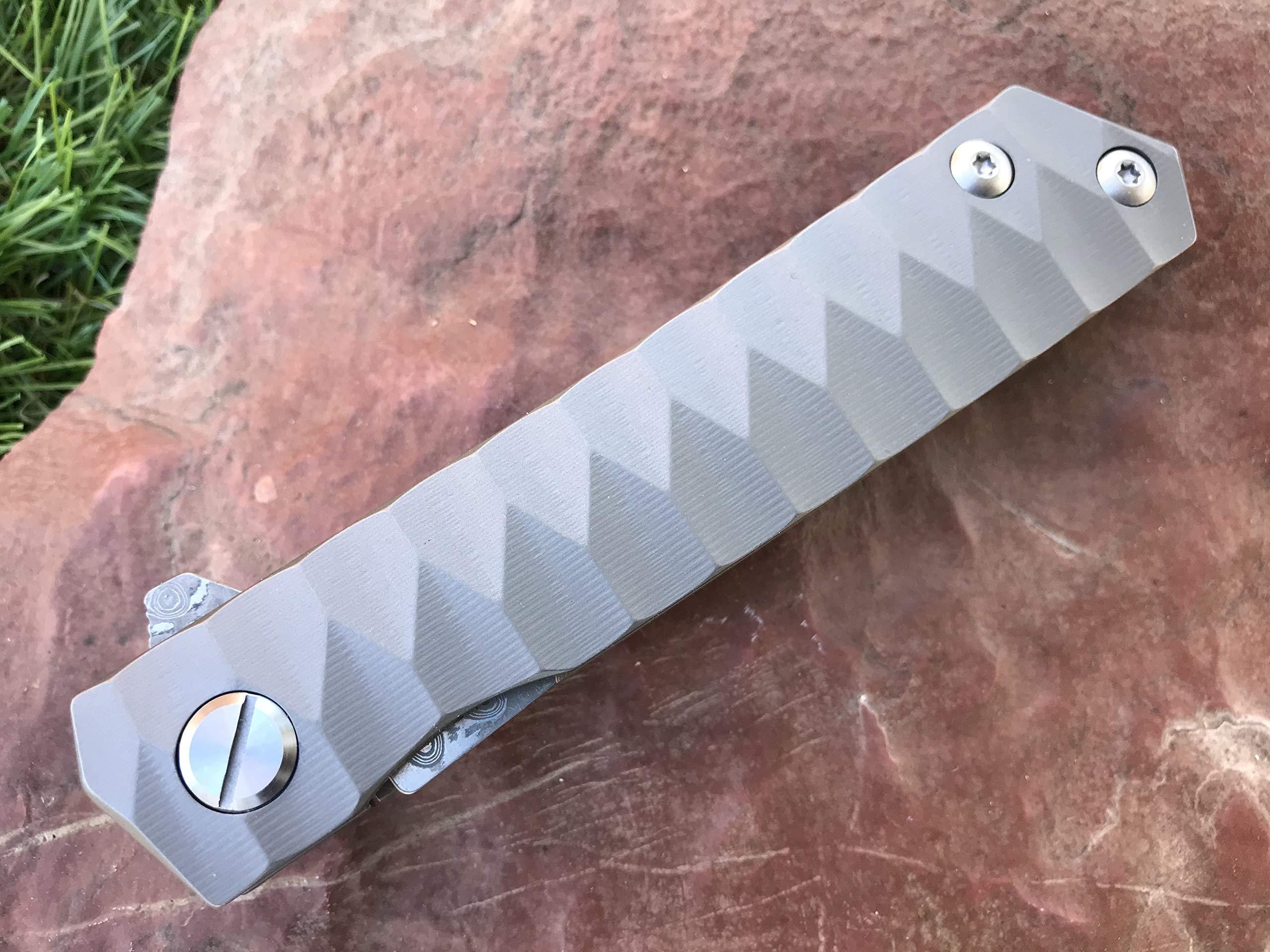 TACTICAL GEARZ Damascus Pocket Knife! TG Saint XT, Tc4 Titanium Handle