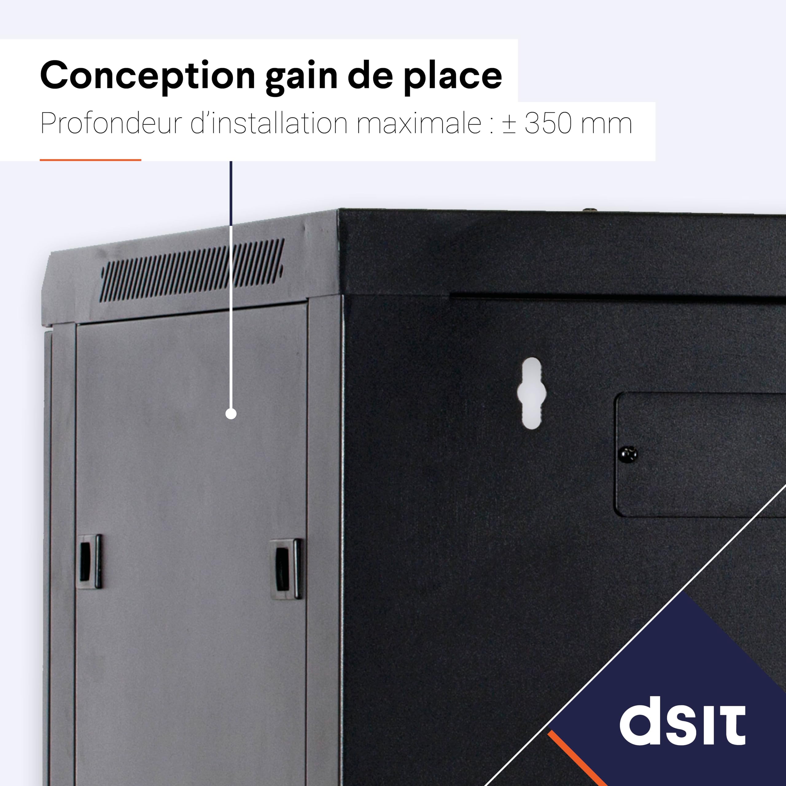 Baseline Baie Informatique 19 Pouces 9 U avec Port en Verre 600x450x500mm (LxPxH) - Noir - Charge admissible 50 kg - Montage Mural - Armoire Serveur - Boîtier Mural - Rack Serveur - Boîtier