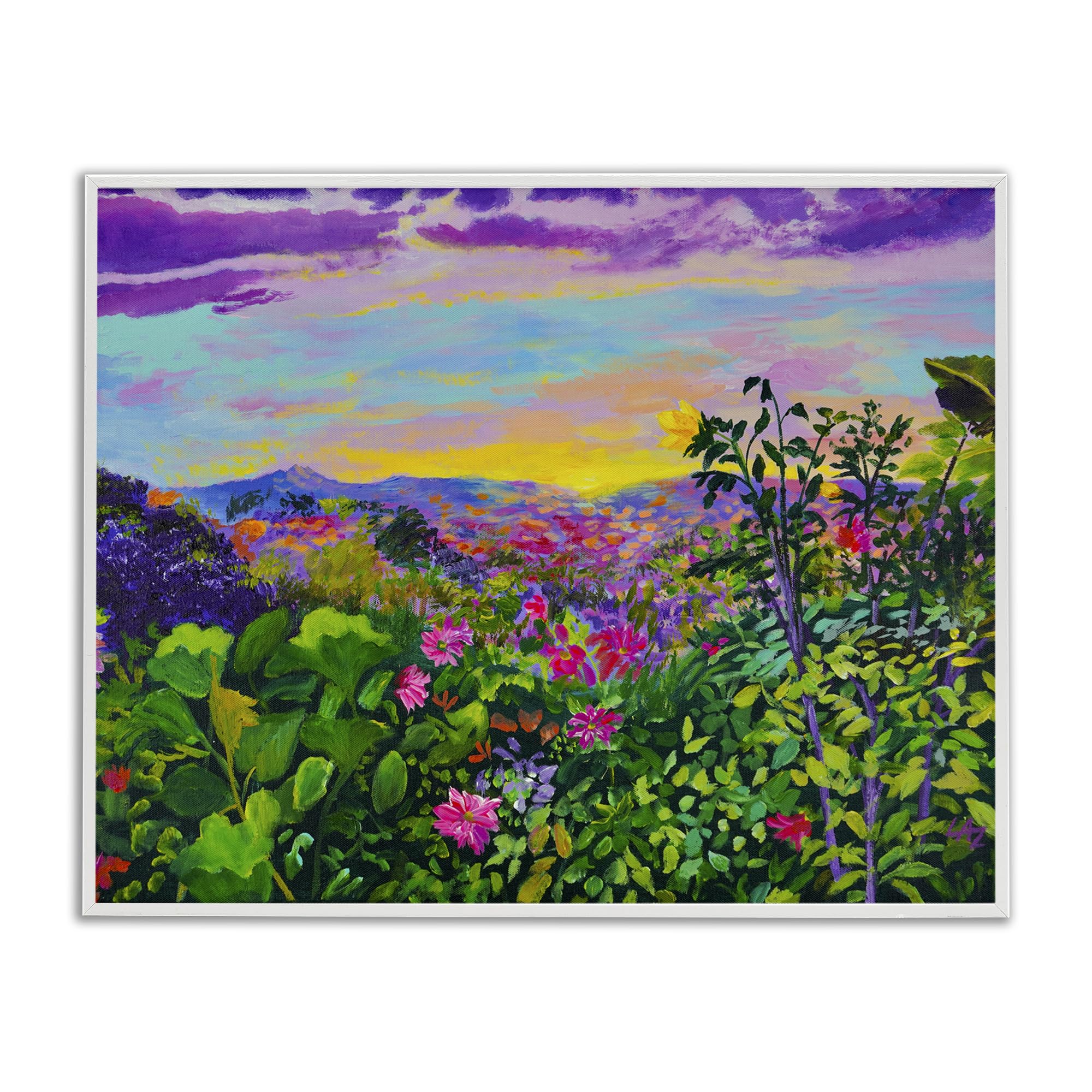 Flore des Highlands Stupell cadre blanc tableau poétique et apaisant