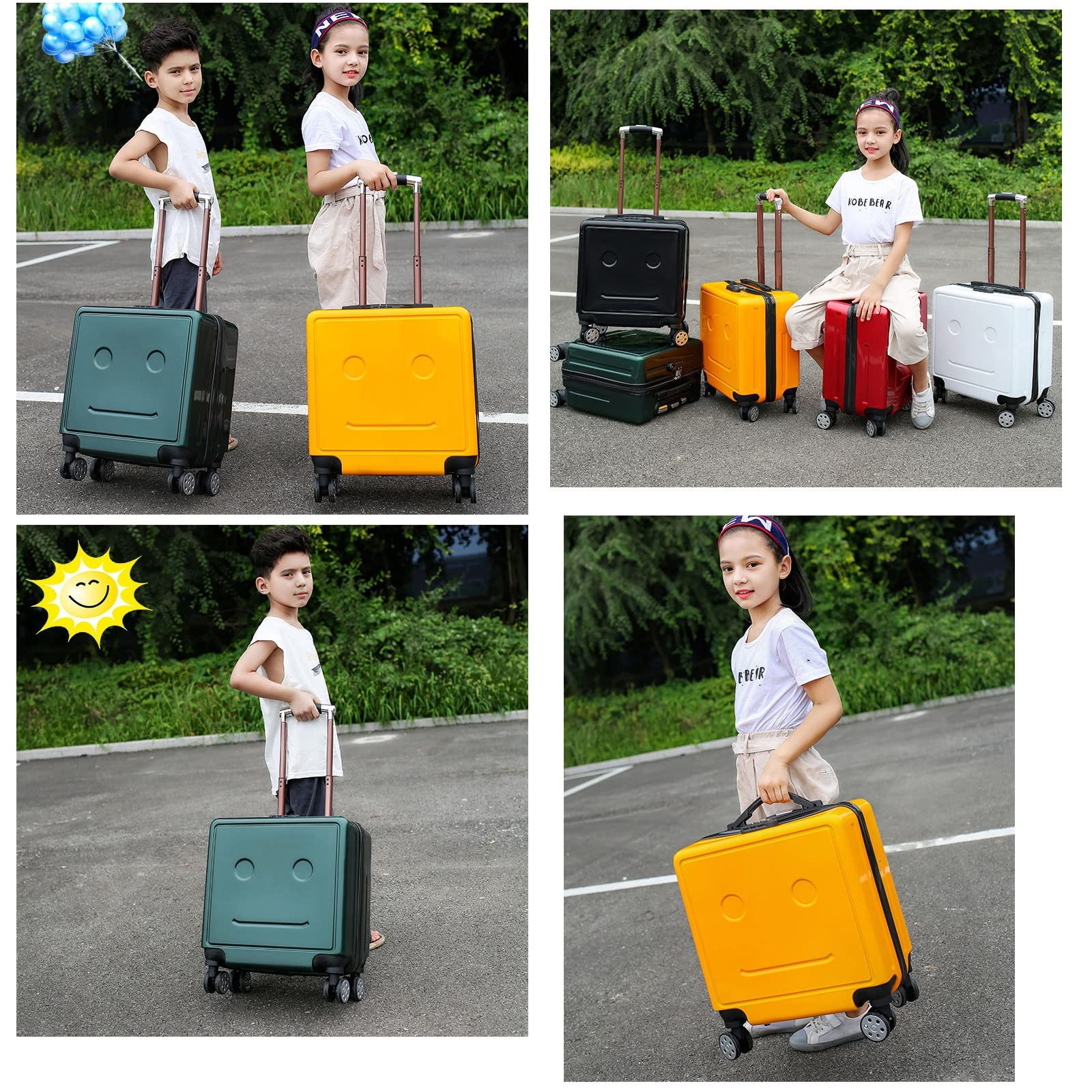 Equipaje para niños Maleta con Ruedas Universal silenciosa de Doble Fila de Dibujos Animados de 18 Pulgadas Maleta con Ruedas para niños pequeños Multicolor Opcional(Color:Yellow)