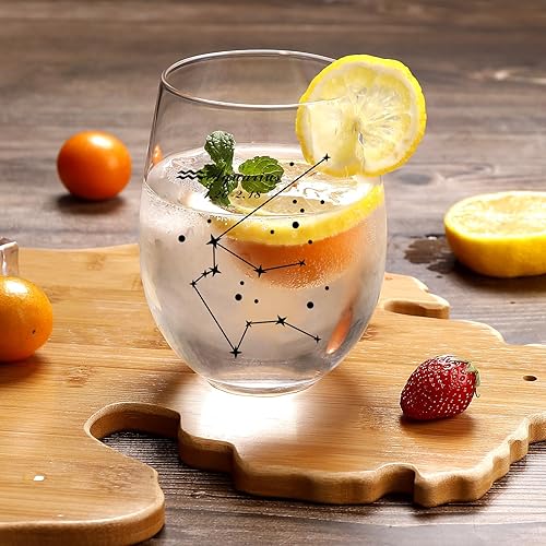 Miniatura 3 de Copa de vino de acuario Acuario regalo del zodiaco para mujeres y hombres, 20 onzas, copas de vino sin tallo de acuario, vidrio de constelación