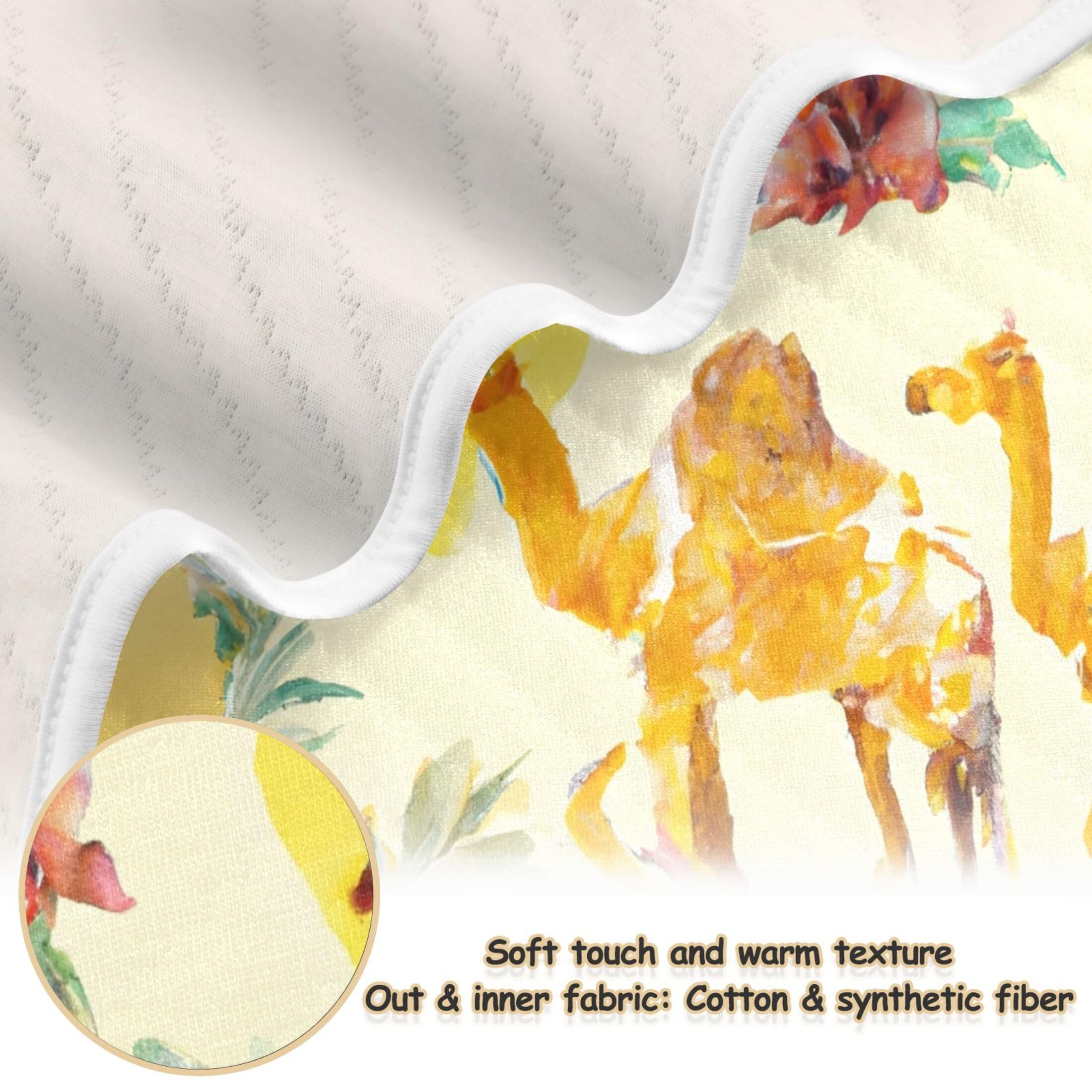 Burbuja Hibiscus Camels Drawing Baby Blanket for Boys Girls, Nursery Soft Warm Swaddling Receiving Baby Blankets, 30x40 in Toddler Blanket