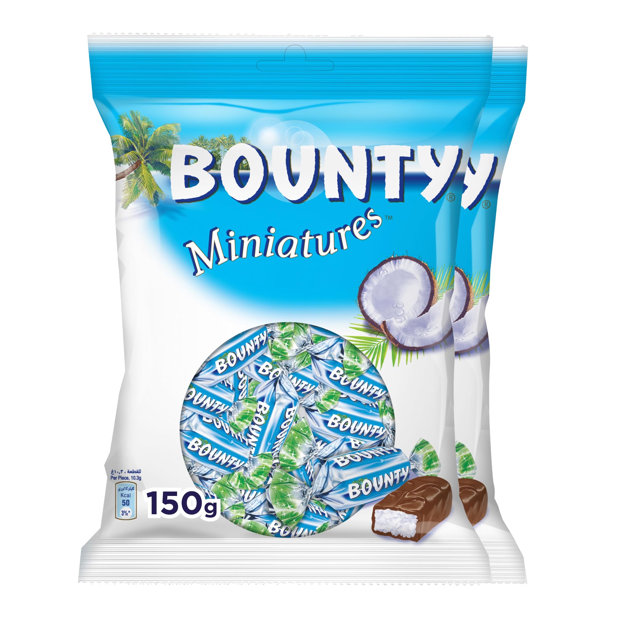Bounty Miniatures Chocolate 2 Pack 150 g, 0.3 kilograms 2.0 count, 1