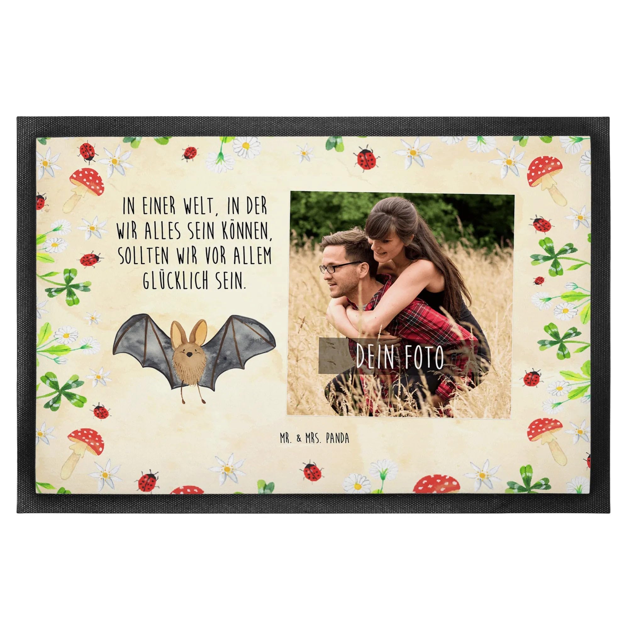 Mr. & Mrs. Panda Fußmatte mit Bild Fledermaus Flügel 40 x 60 cm - Geschenk, Foto, eigenes, Lustige Sprüche, eigenem