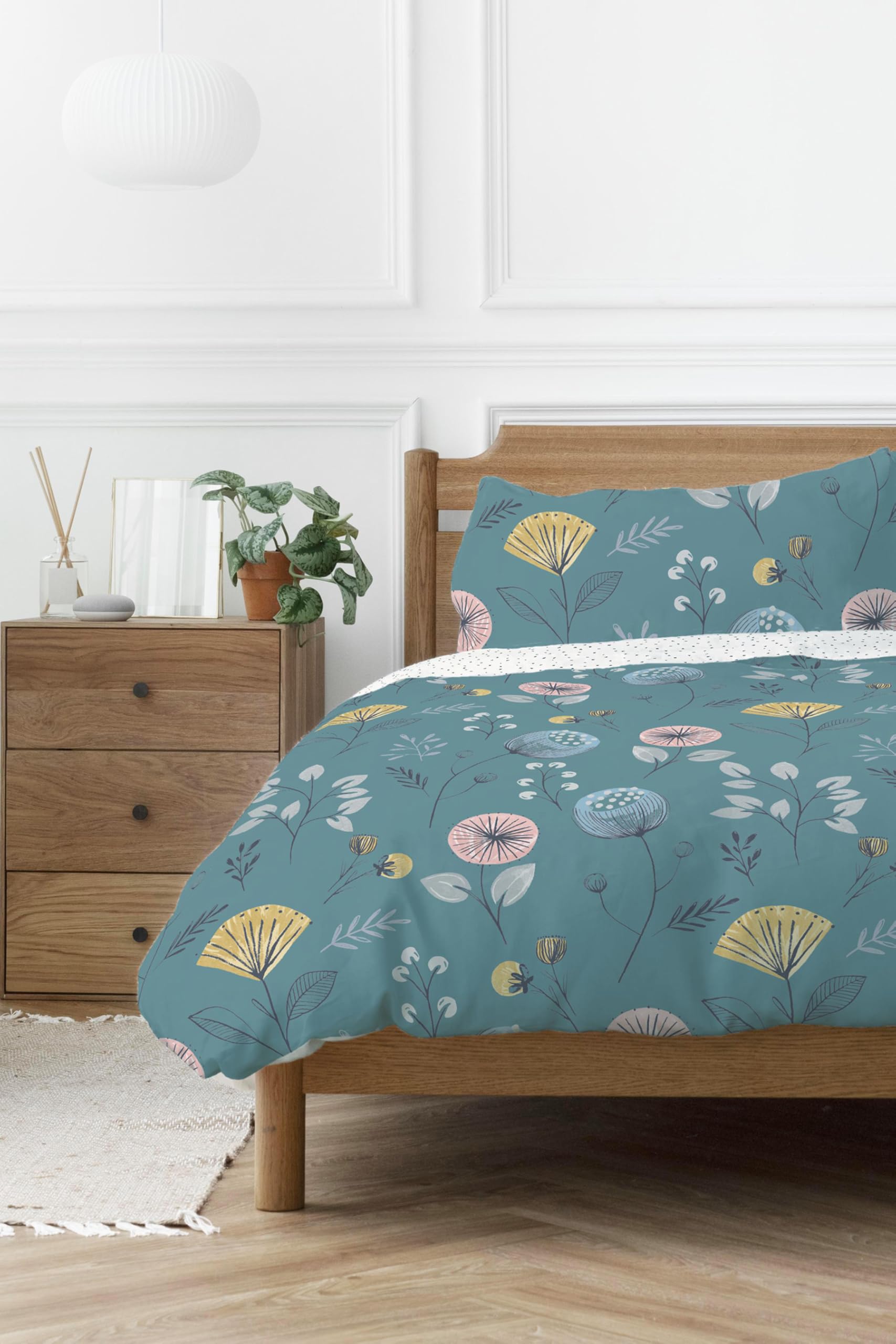 Copenhagen Home Olia Reversible Double Duvet Cover Set With PillowcasesTeal from B&Q