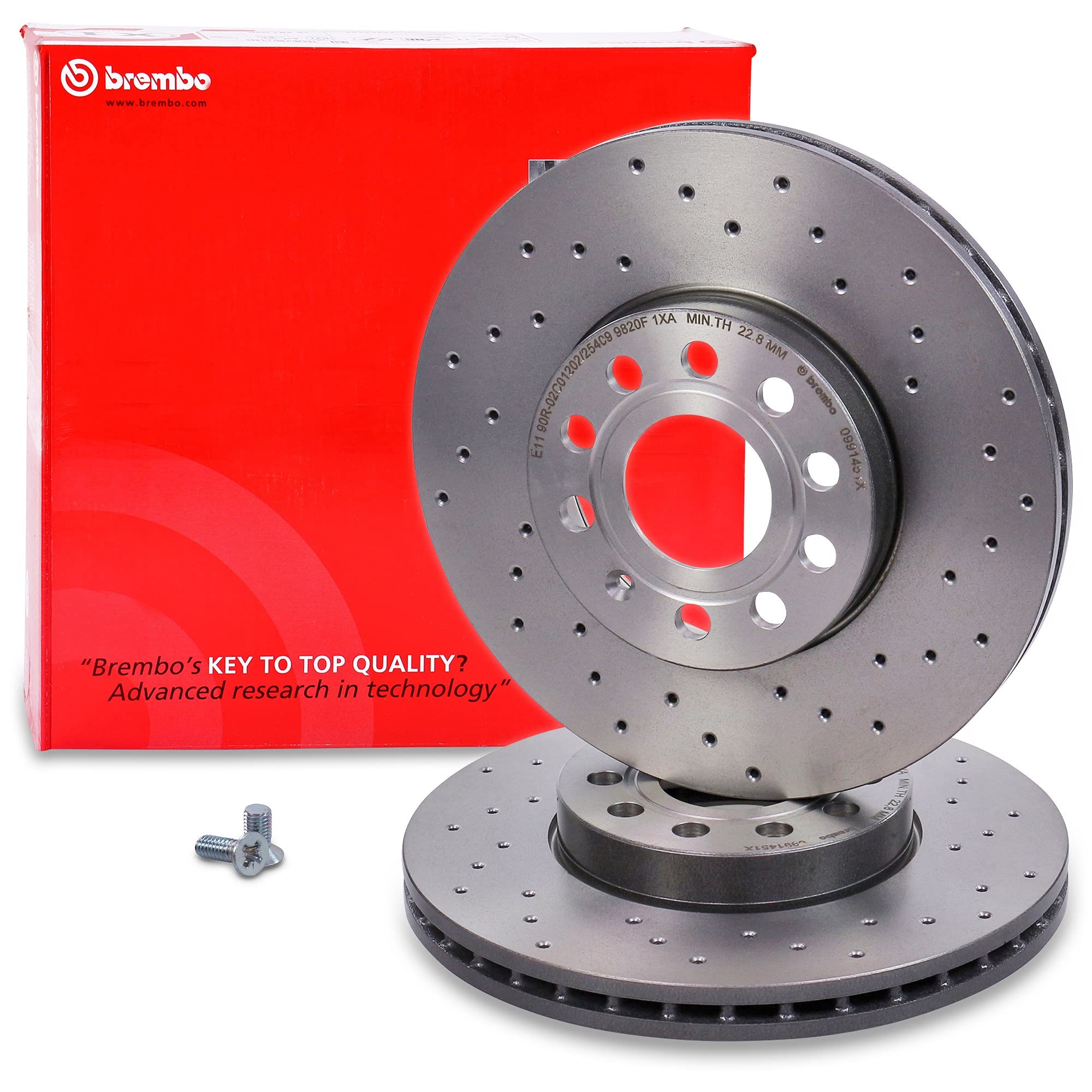 BREMBO Set di freni XTRA LINE asse anteriore incl. dischi freno sportivi forati anteriori 312 mm ventilati e pastiglie freno anteriori + contatto di usura