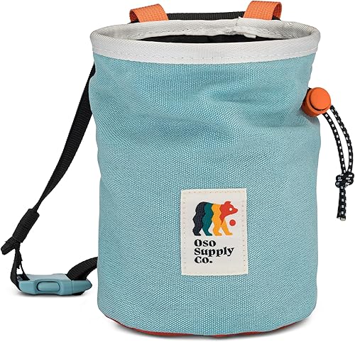 Bolsa de tiza de lona encerada - Bolsillo con cremallera y bolsa de malla para bouldering, escalada en roca, gimnasio, levantamiento de pesas -