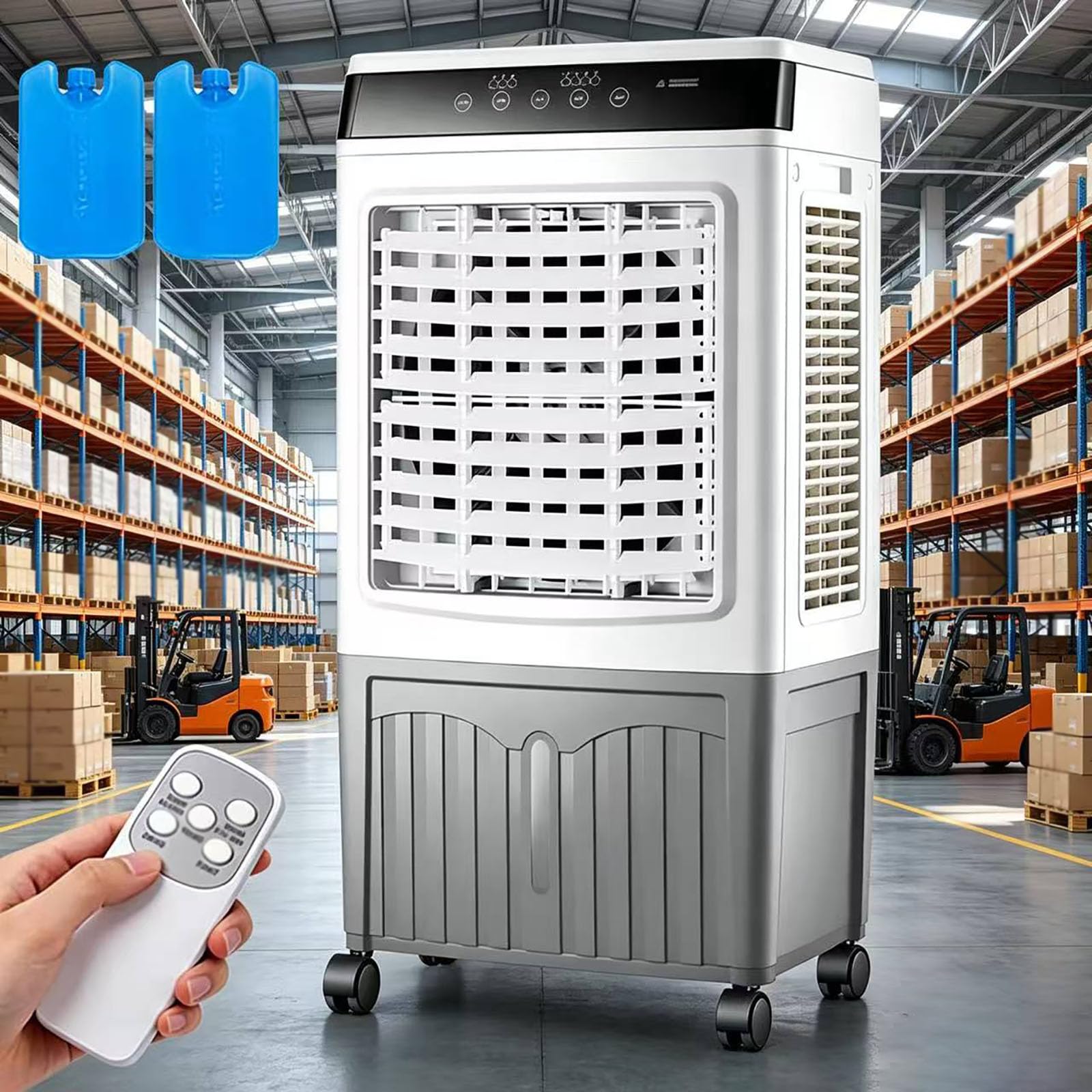JGJSQYY Industrial Evaporative Coolers,1765CFM Portable Swamp Cooler Air Conditioner with 10.6Gal Tank & 120°Oscillation,Outdoor Cooling Fan with 7.5H Timer for Indoor Patio Garage Commercial Use