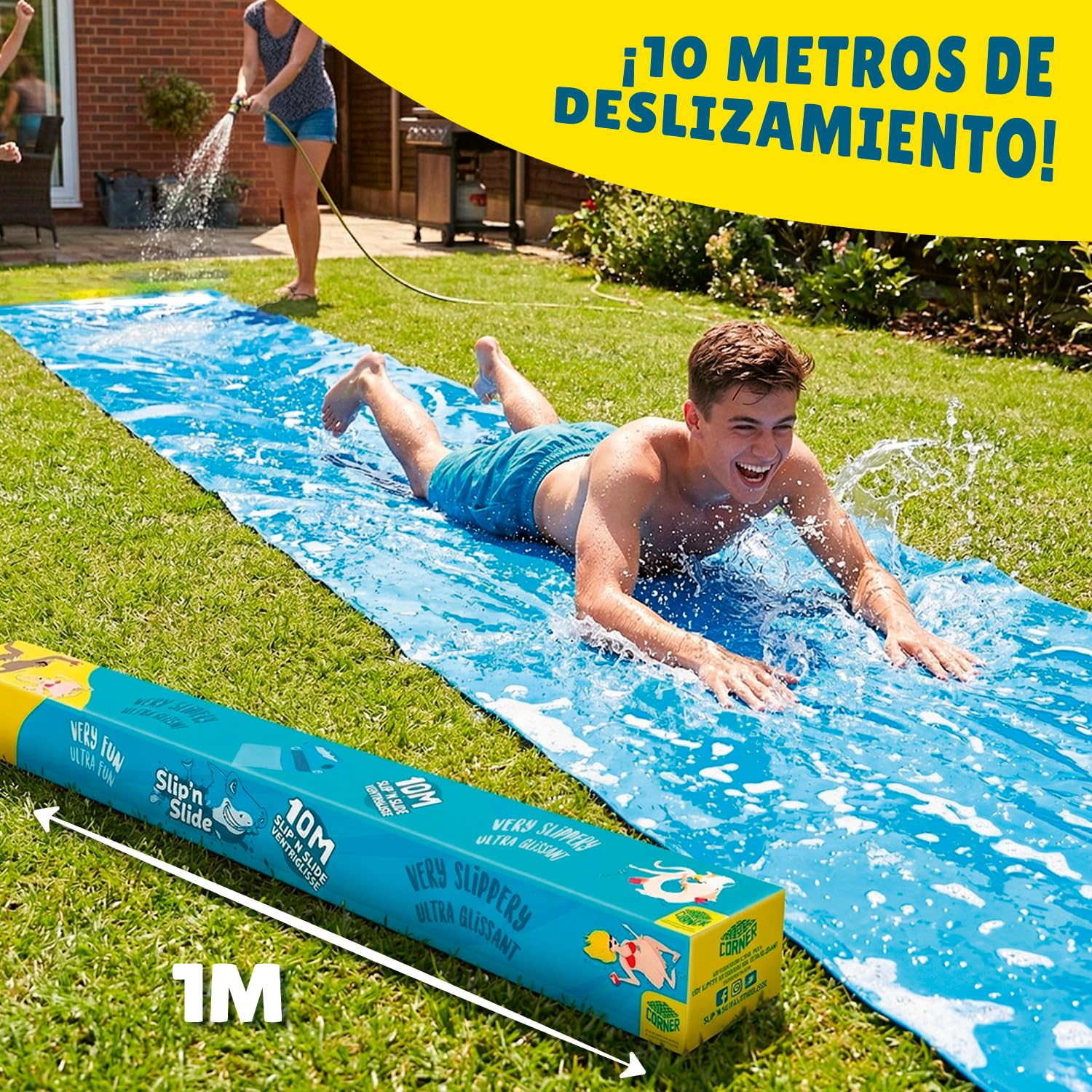 Slip and Slide XXL Gigante Oficial | Diapositiva de 10 Metros | Alfombrilla Deslizante | Slip'n Slide más rápido | Tobogán de Agua más Fuerte | Deporte acuático al Aire Libre | OriginalCup